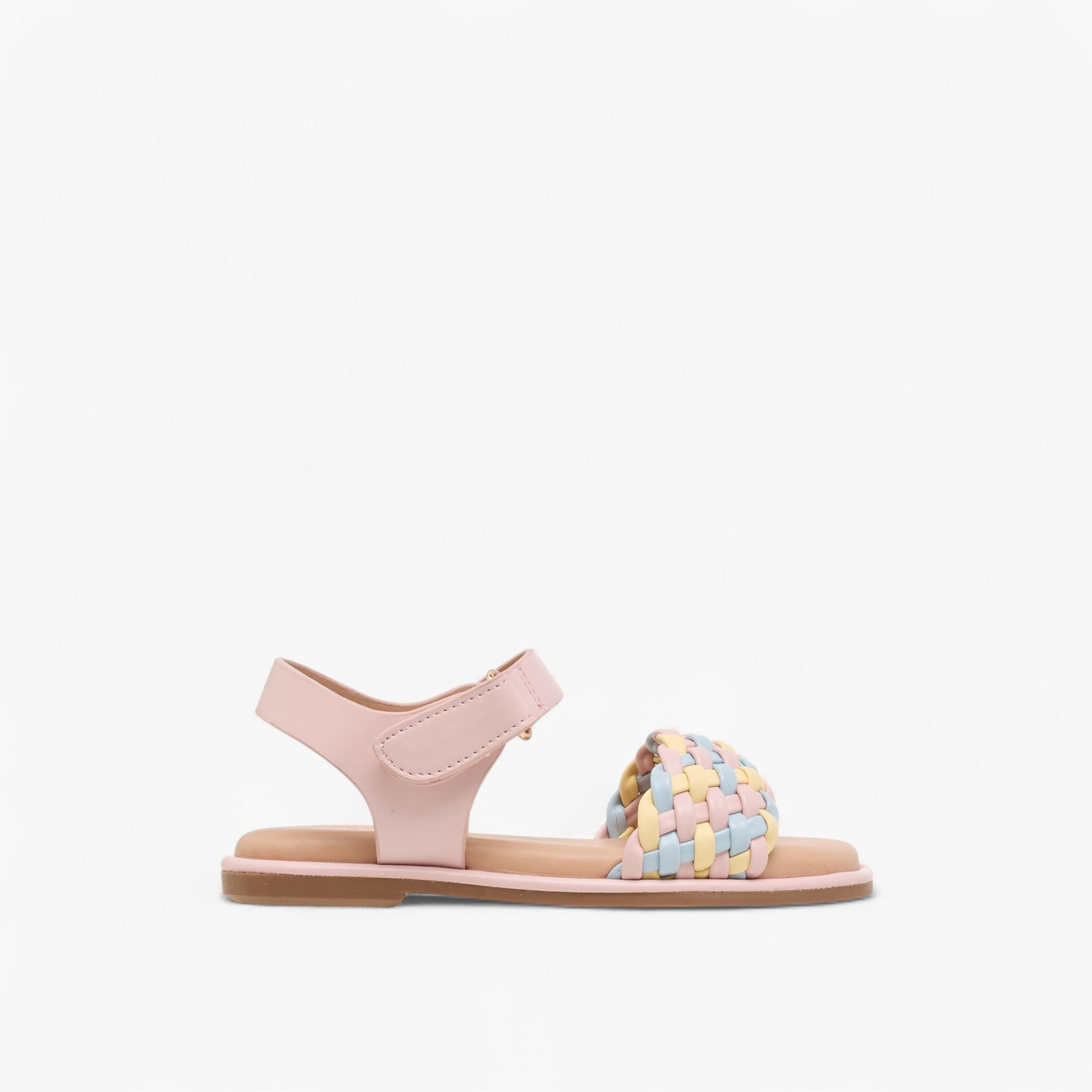 Juniors Weave Detail Sandals with Hook and Loop Closure-girls-shoes-sandals-image-2