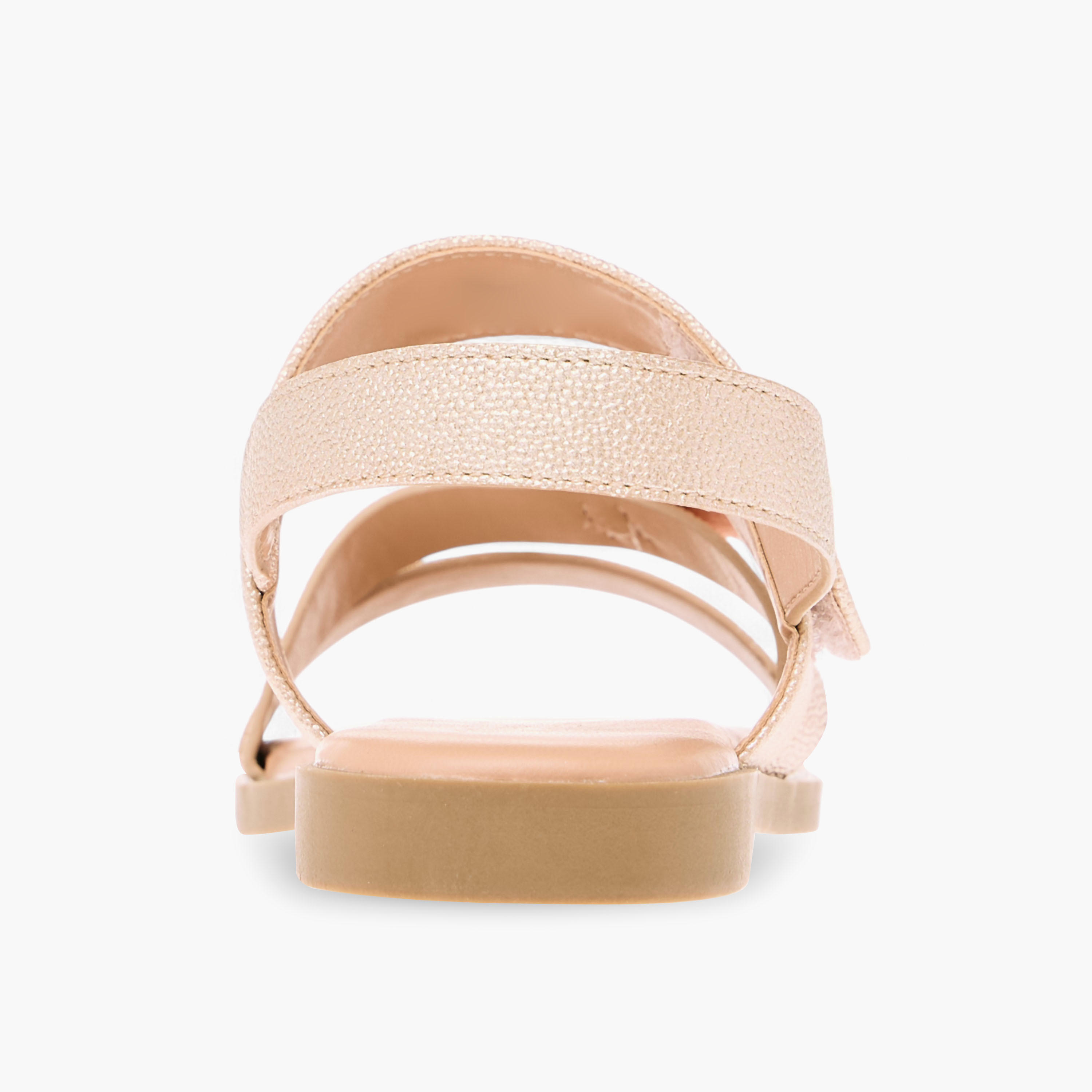 Little Missy Bow Embellished Flat Sandals with Hook and Loop Closure-girls-shoes-sandals-image-5
