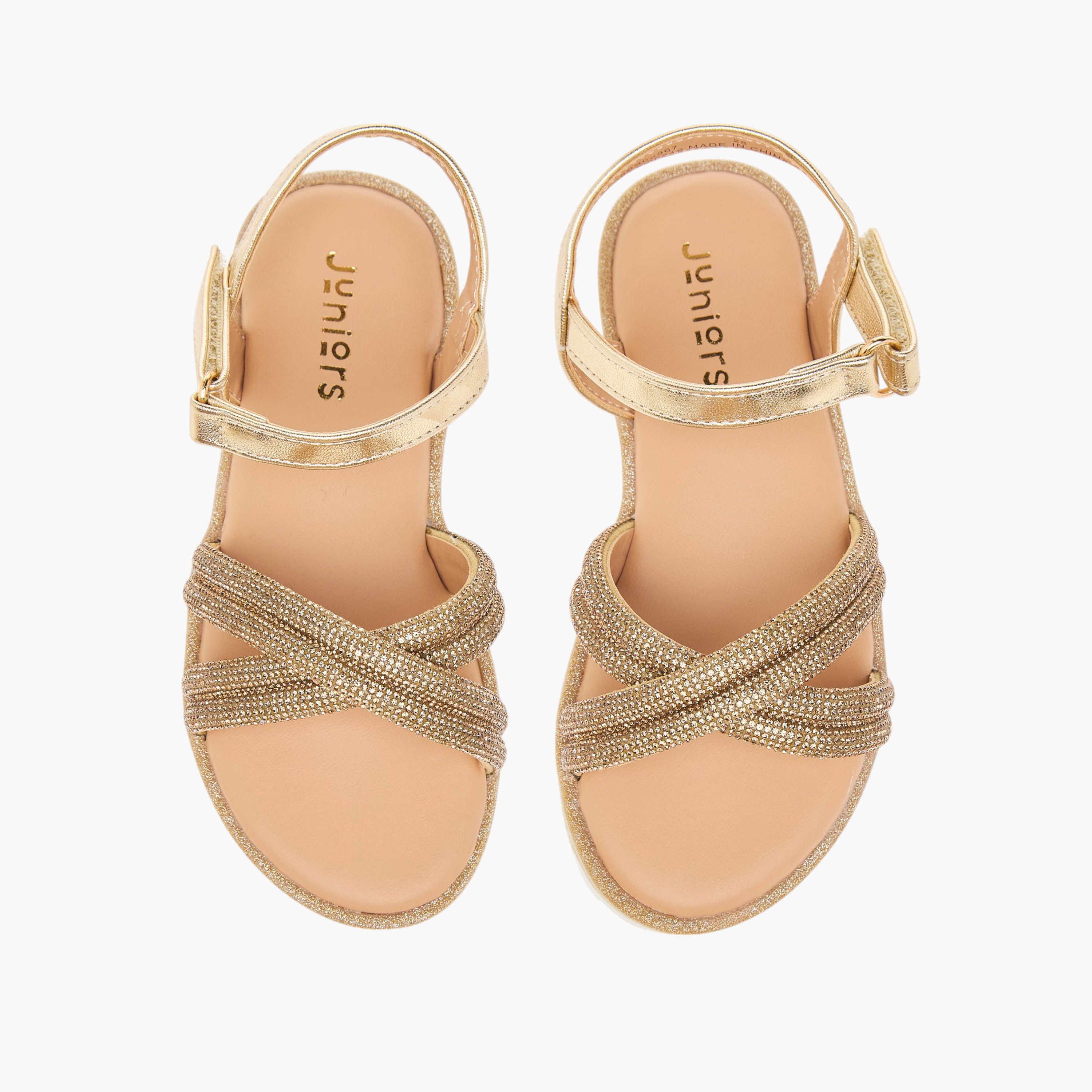 Juniors Embellished Sandals with Hook and Loop Closure-girls-shoes-sandals-image-5