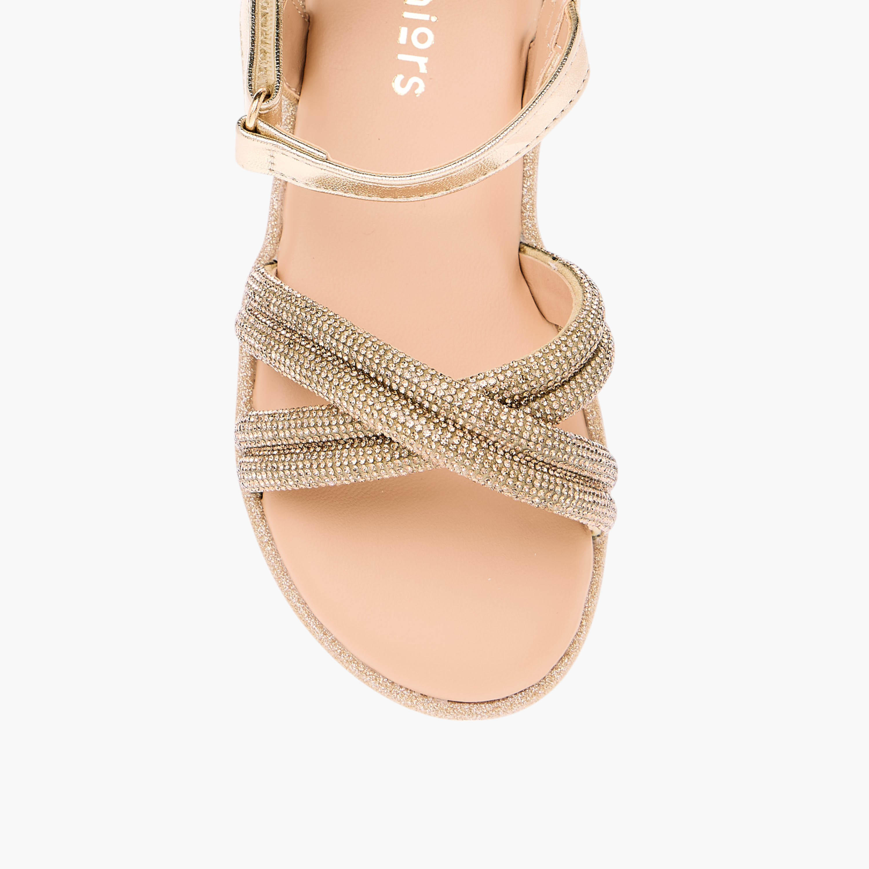 Juniors Embellished Sandals with Hook and Loop Closure-girls-shoes-sandals-image-3