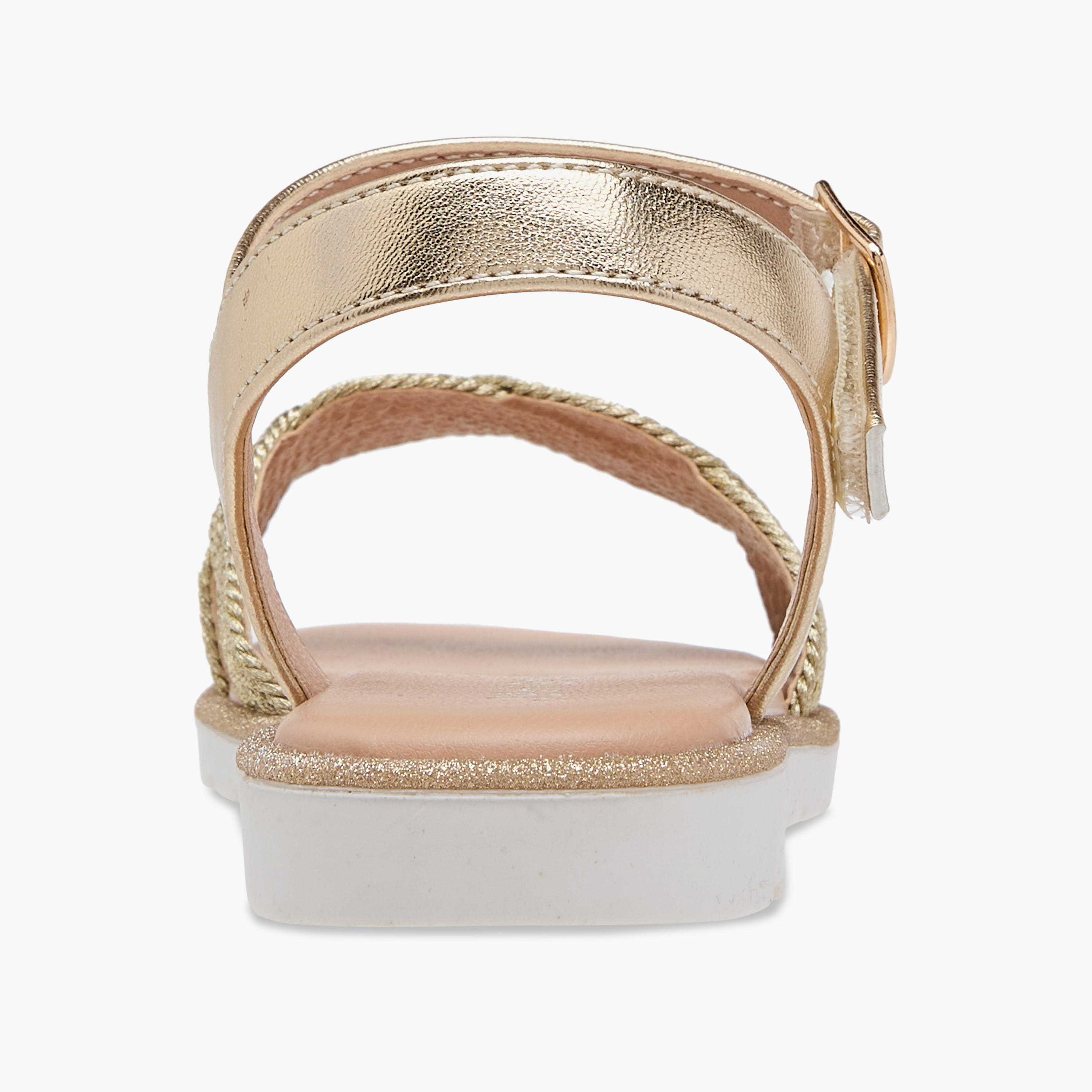 Juniors Textured Open Toe Sandals with Hook and Loop Closure-girls-shoes-sandals-image-4