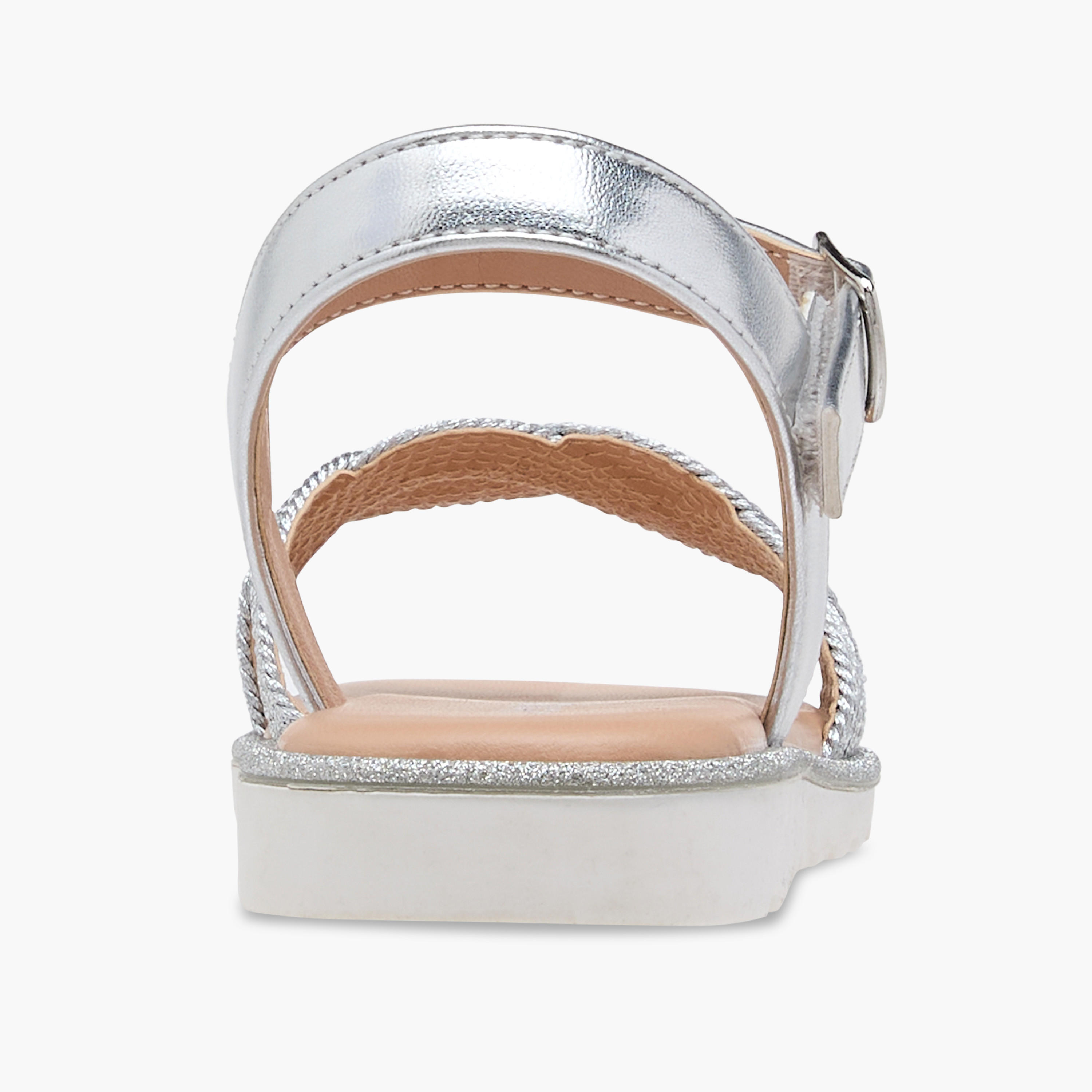 Juniors Textured Open Toe Sandals with Hook and Loop Closure-girls-shoes-sandals-image-4