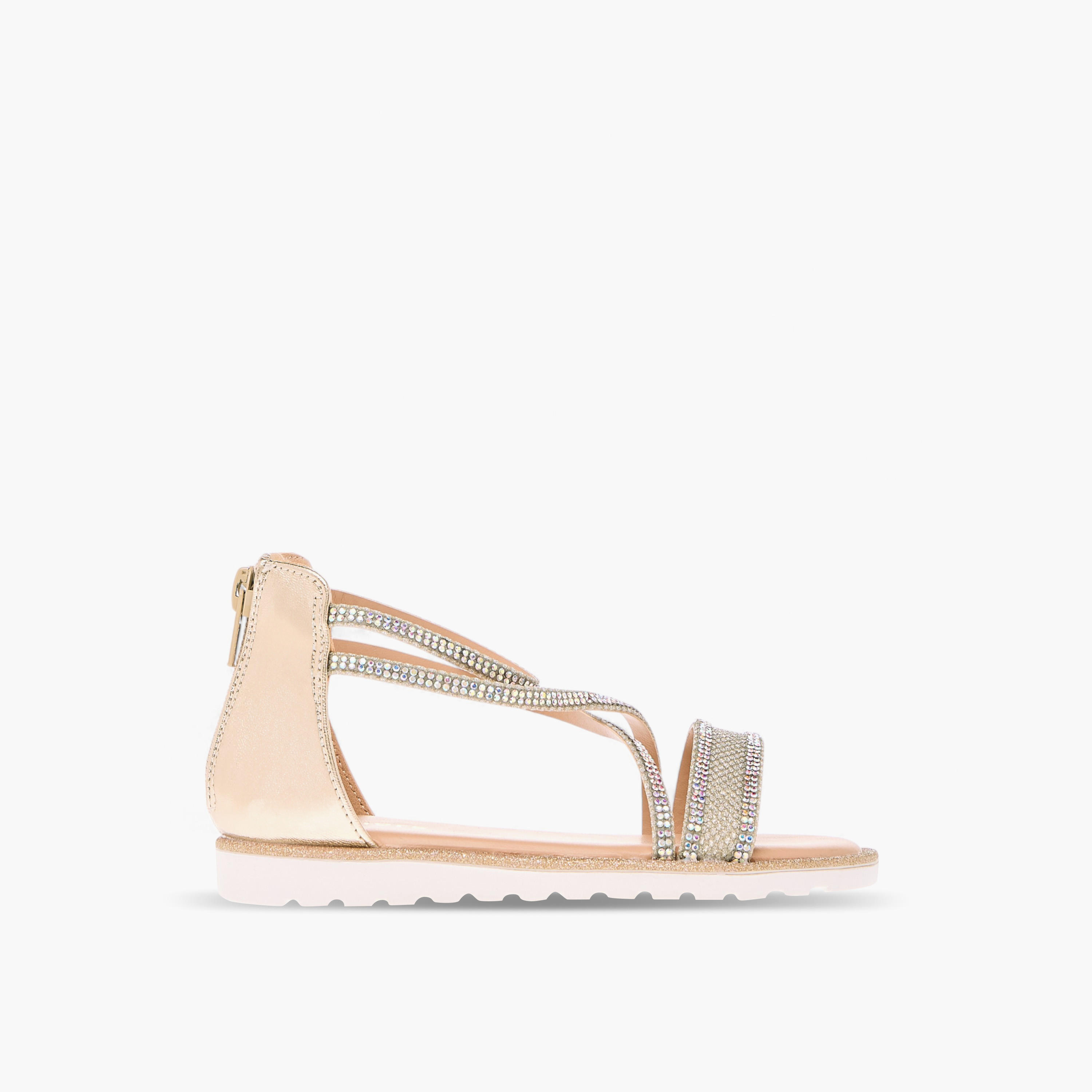 Juniors Embellished Strappy Sandals with Zip Closure-girls-shoes-sandals-image-3