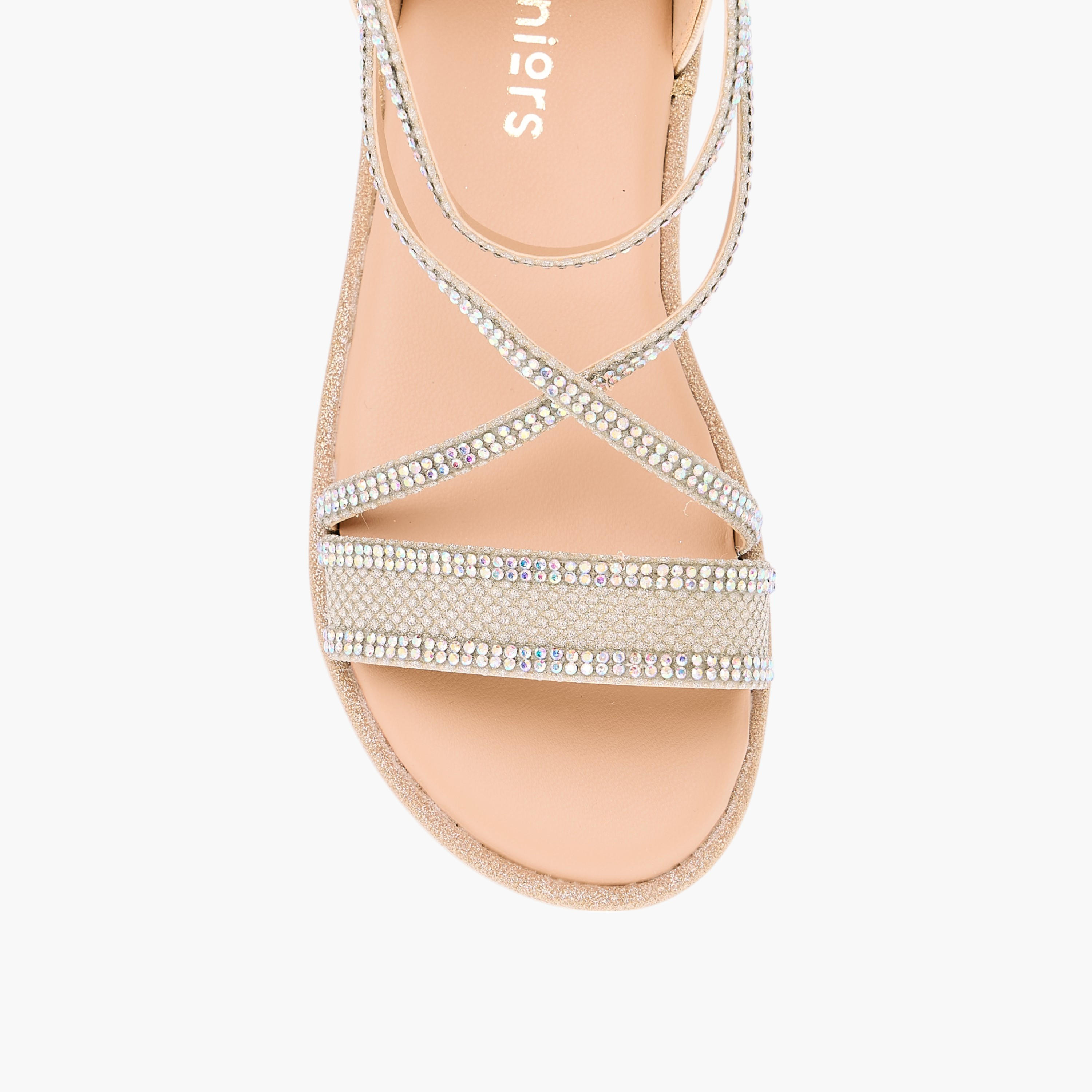 Juniors Embellished Strappy Sandals with Zip Closure-girls-shoes-sandals-image-4