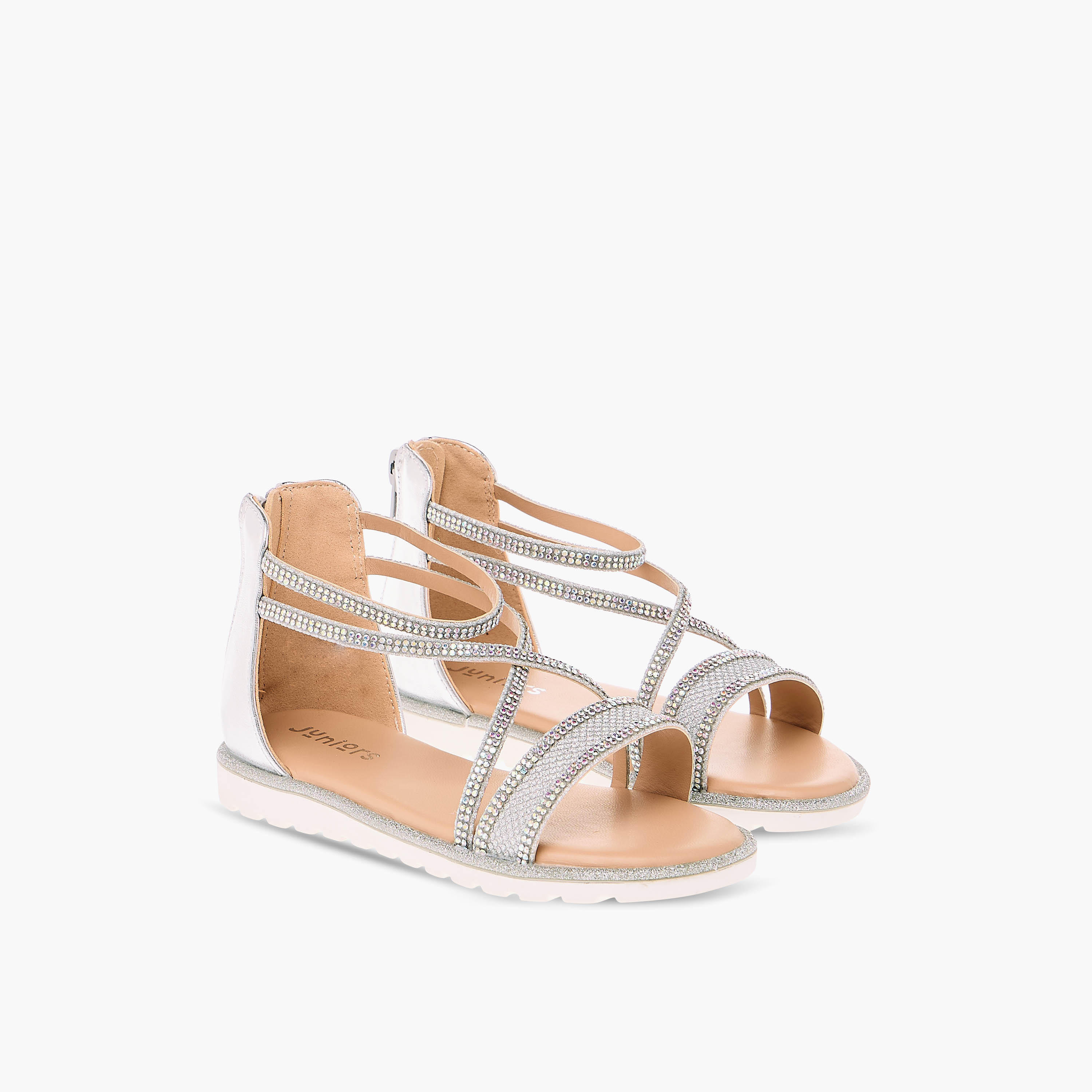 صندل مزين بأحزمة متعددة وسحاب إغلاق من جونيورز-girls-shoes-sandals-image-1