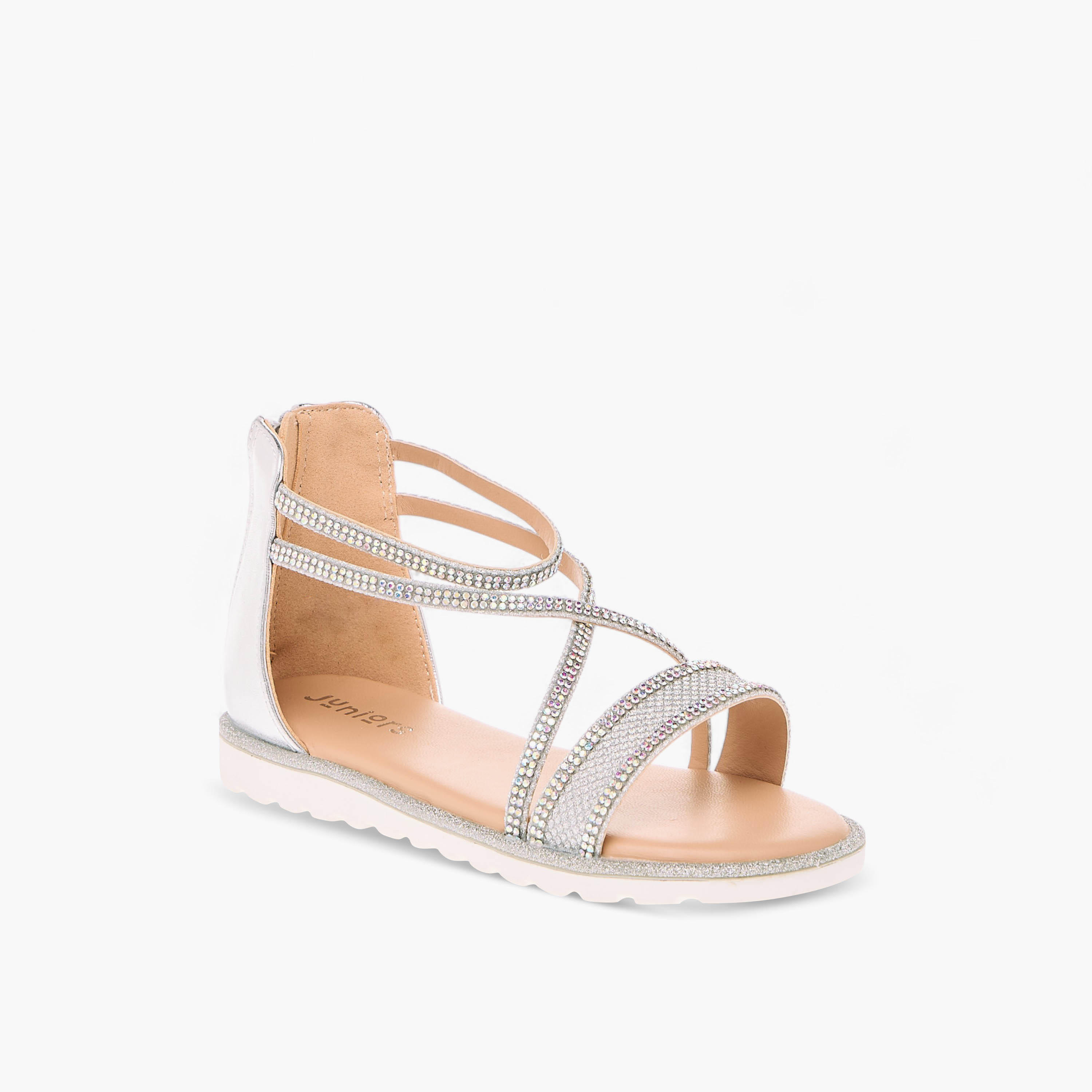 صندل مزين بأحزمة متعددة وسحاب إغلاق من جونيورز-girls-shoes-sandals-image-2