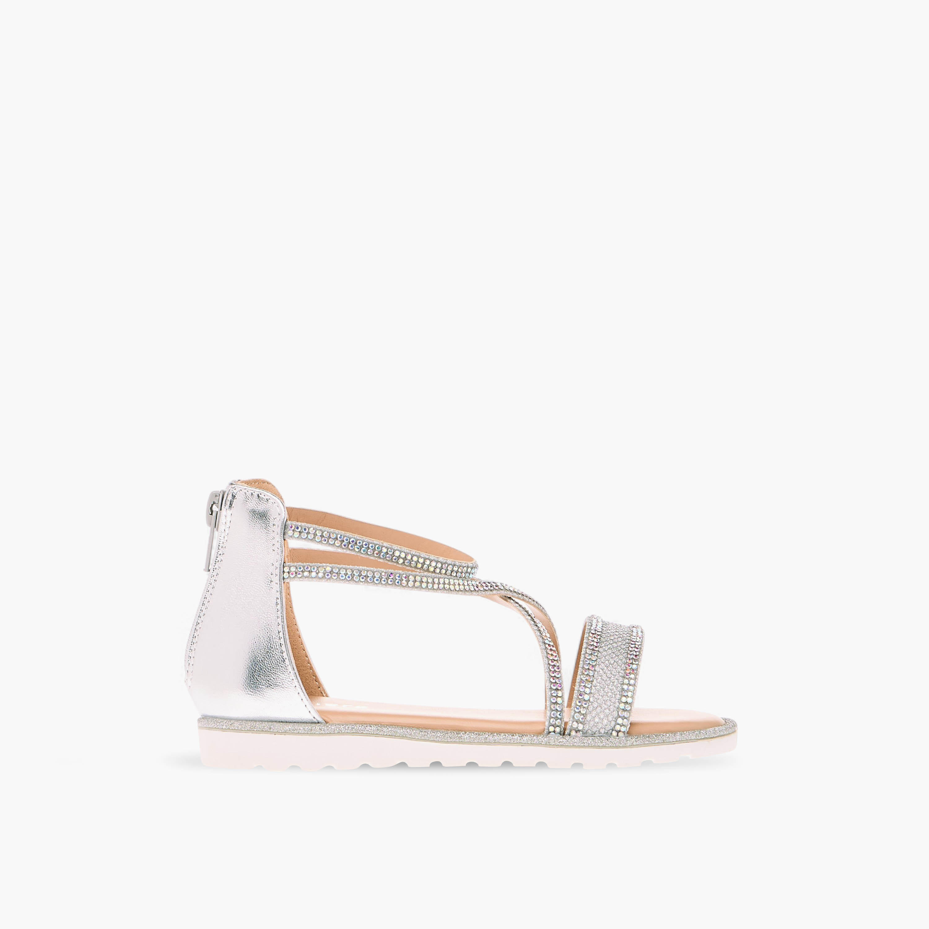 صندل مزين بأحزمة متعددة وسحاب إغلاق من جونيورز-girls-shoes-sandals-image-3