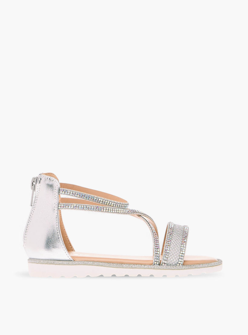 صندل مزين بأحزمة متعددة وسحاب إغلاق من جونيورز-girls-shoes-sandals-image-3