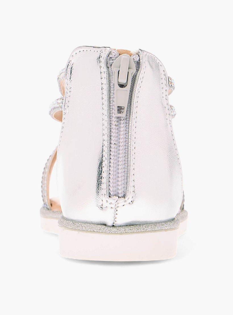 صندل مزين بأحزمة متعددة وسحاب إغلاق من جونيورز-girls-shoes-sandals-image-5