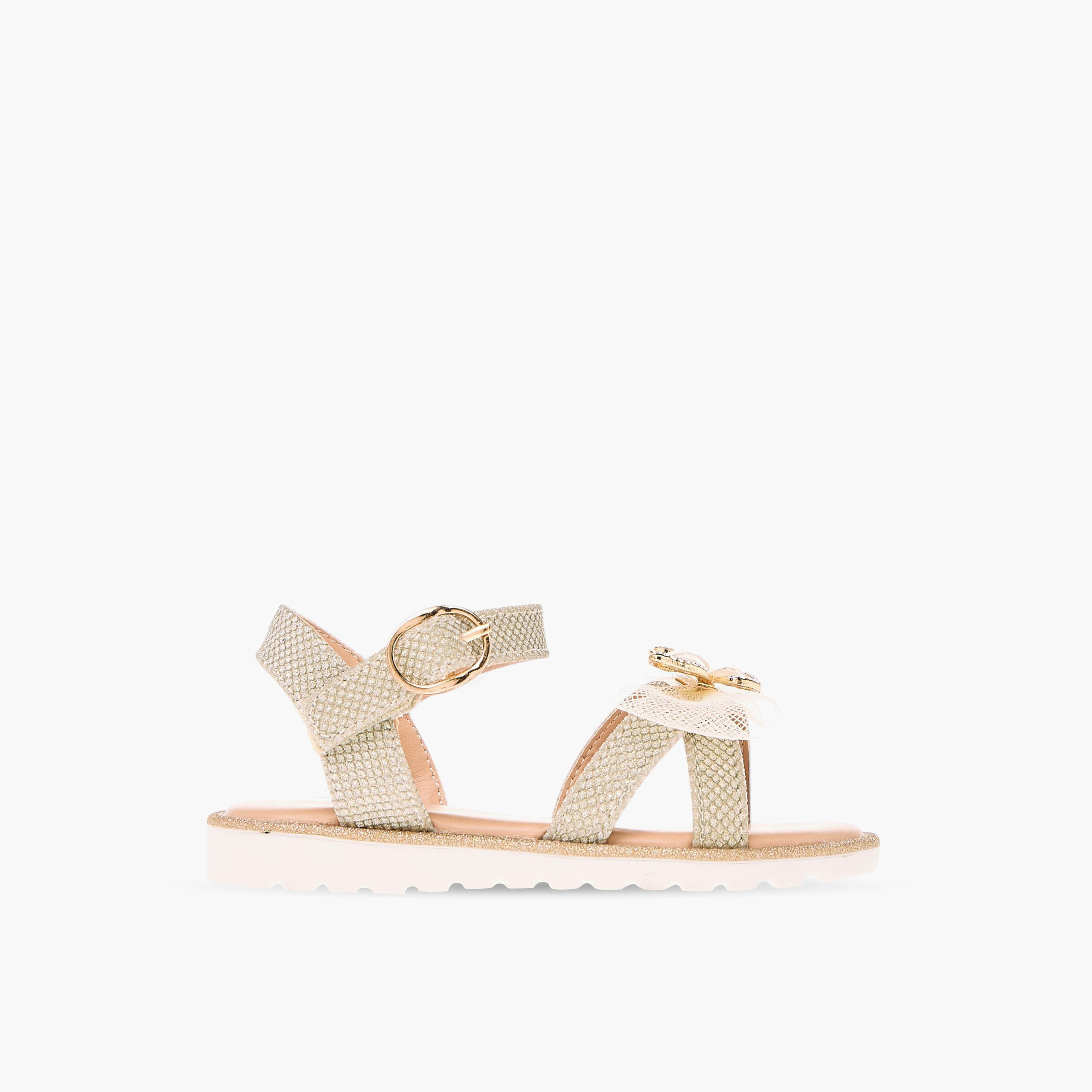 Juniors Butterfly Embellished Sandals with Hook and Loop Closure-girls-shoes-sandals-image-6