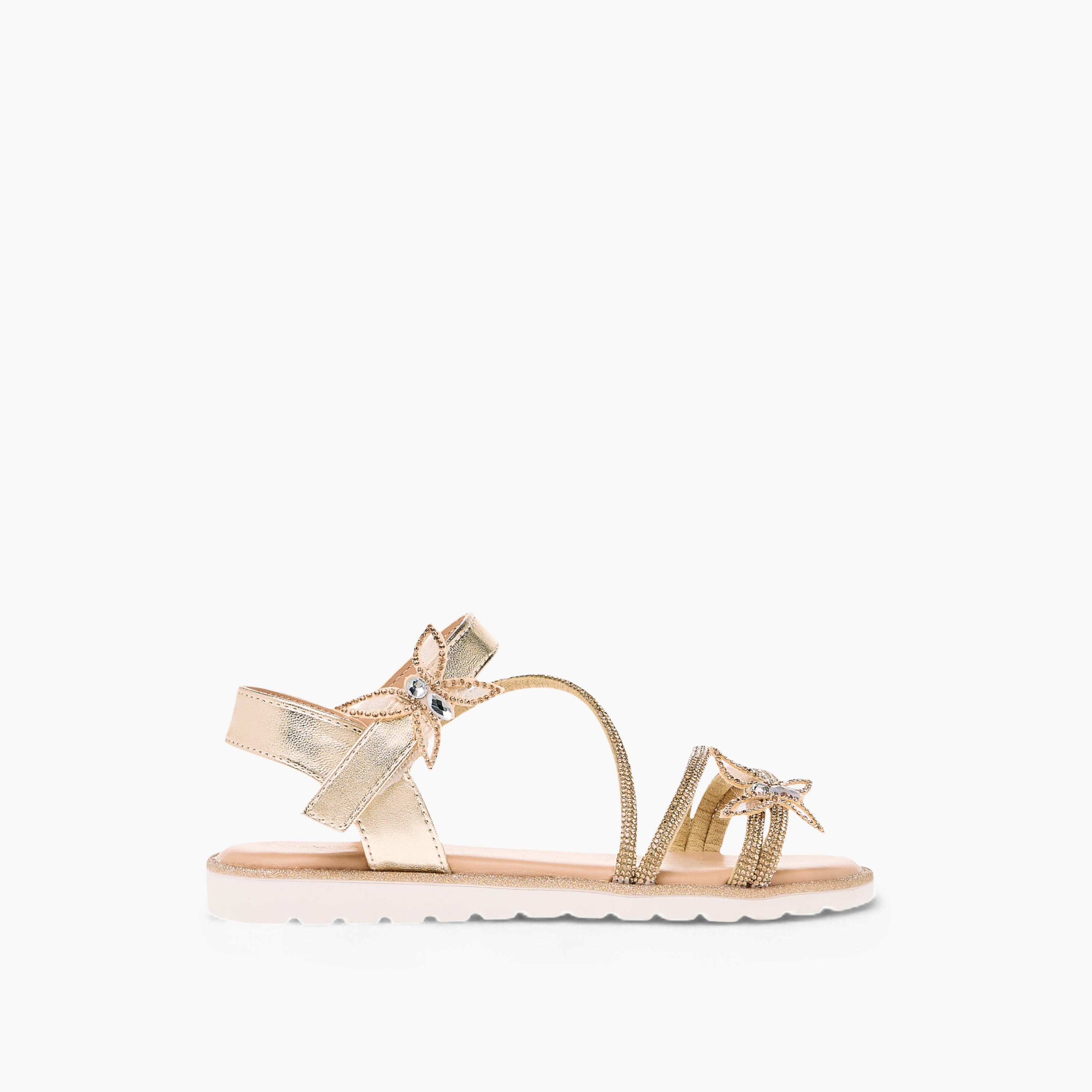 Celeste Girls' Butterfly Embellished Sandals with Hook and Loop Closure-girls-shoes-sandals-image-2