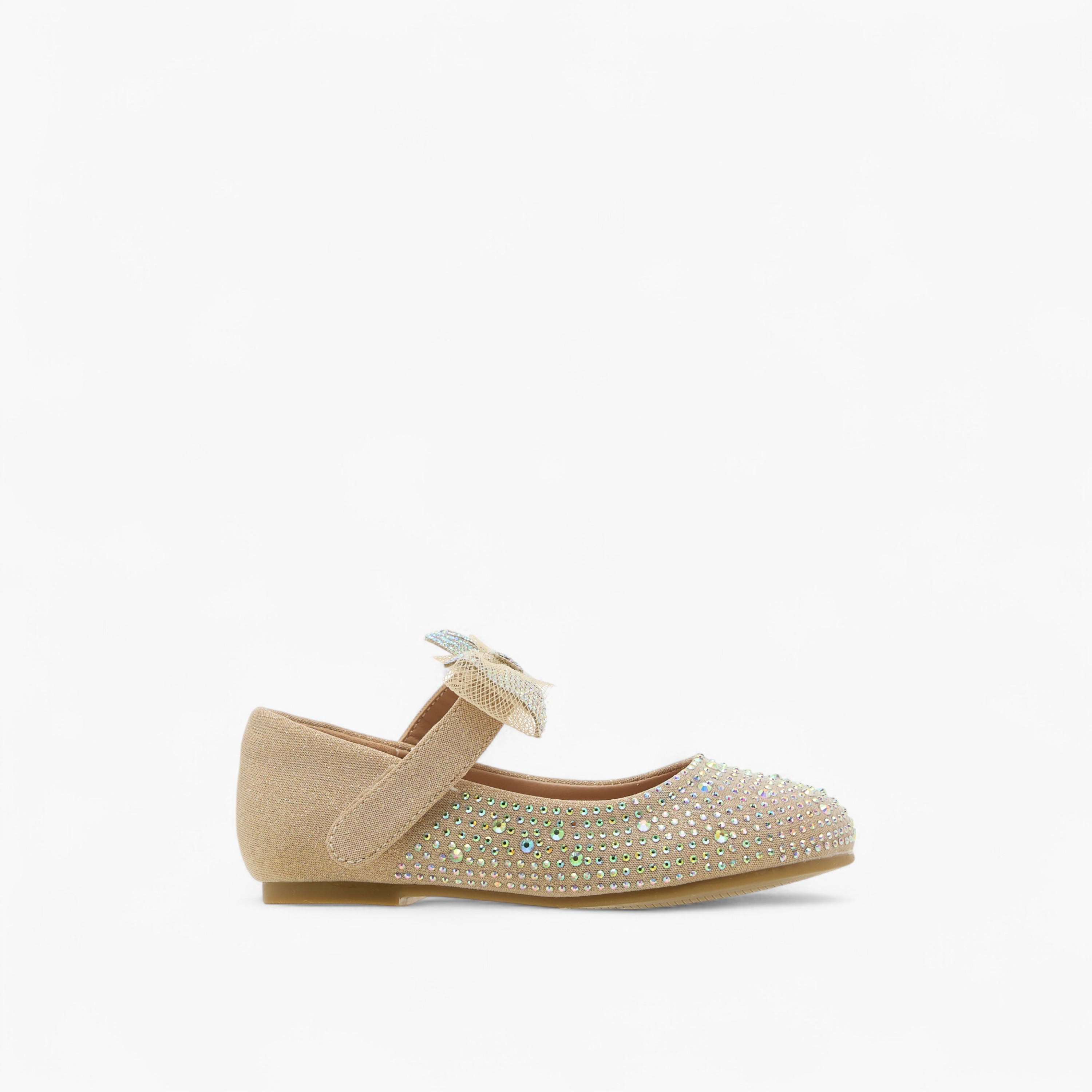 Juniors Bow Embellished Ballerina Shoes with Hook and Loop Closure-girls-shoes-ballerinas-image-3