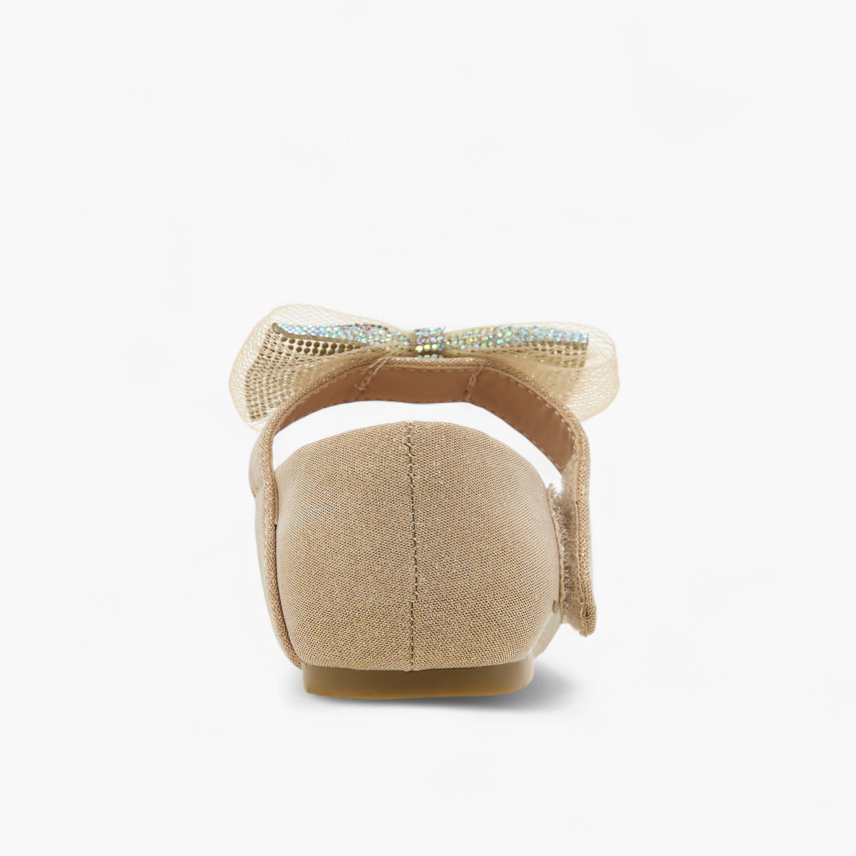 Juniors Bow Embellished Ballerina Shoes with Hook and Loop Closure-girls-shoes-ballerinas-image-6