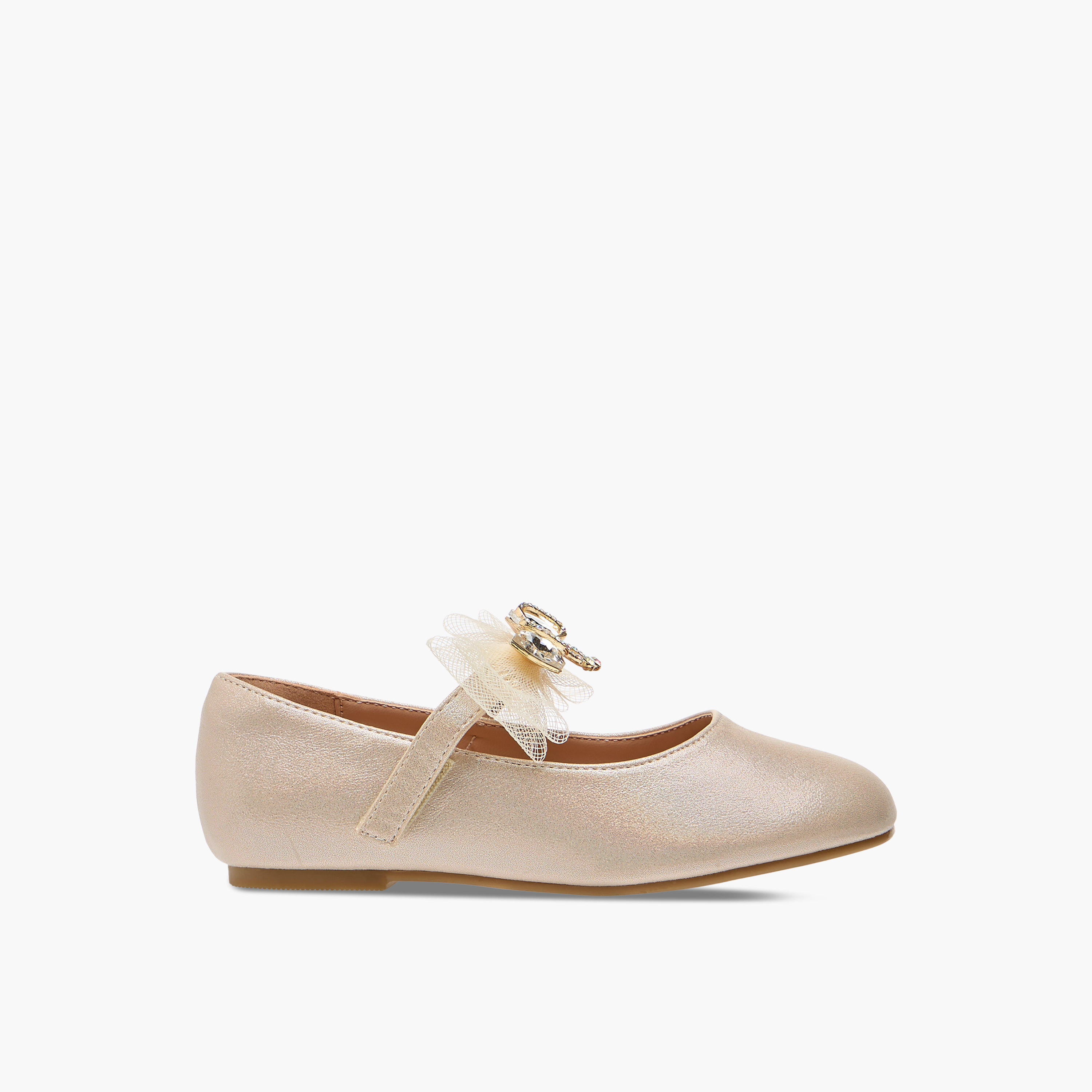 Juniors Bow Accent Ballerina Shoes with Hook and Loop Closure-girls-shoes-maryjanes-image-3
