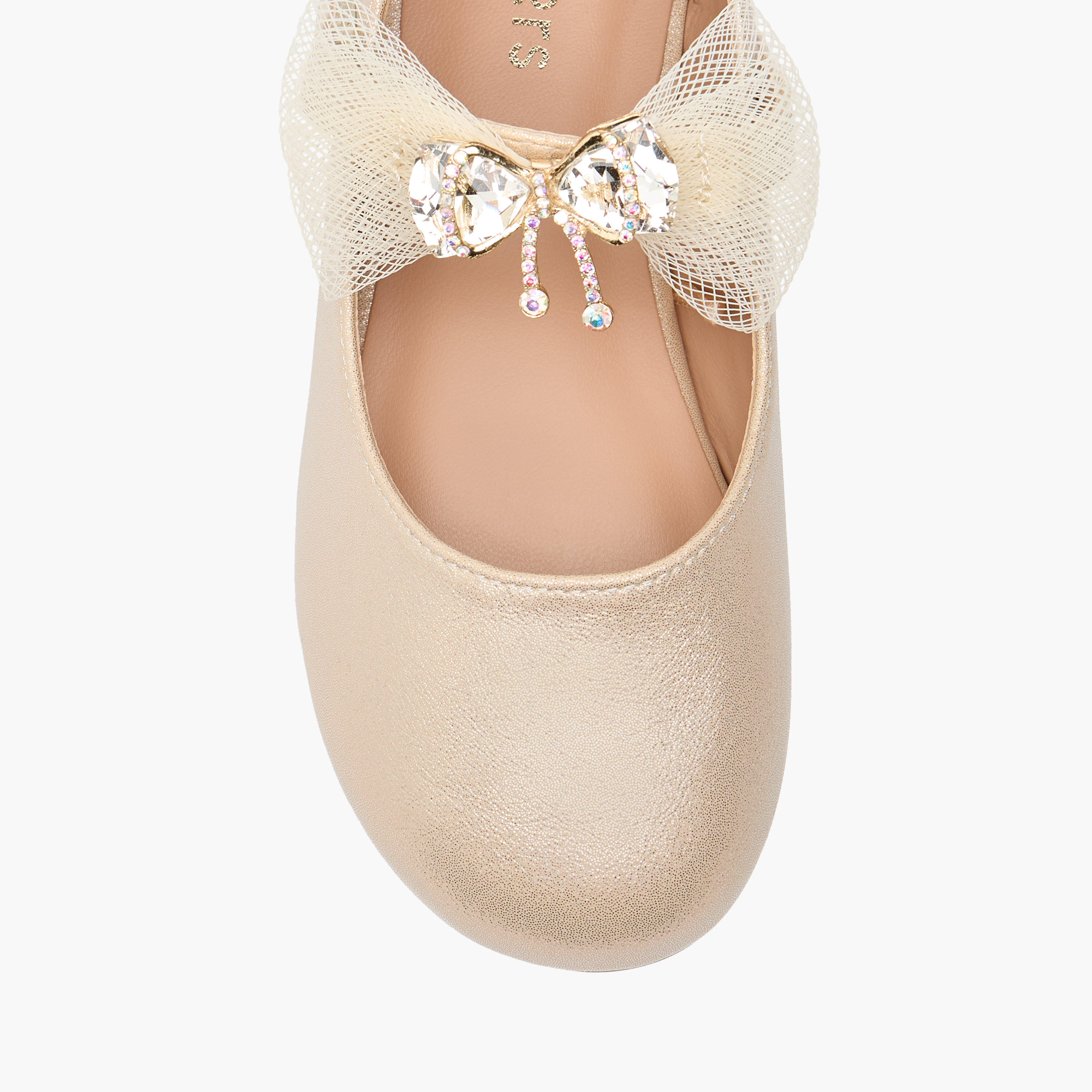 Juniors Bow Accent Ballerina Shoes with Hook and Loop Closure-girls-shoes-maryjanes-image-4