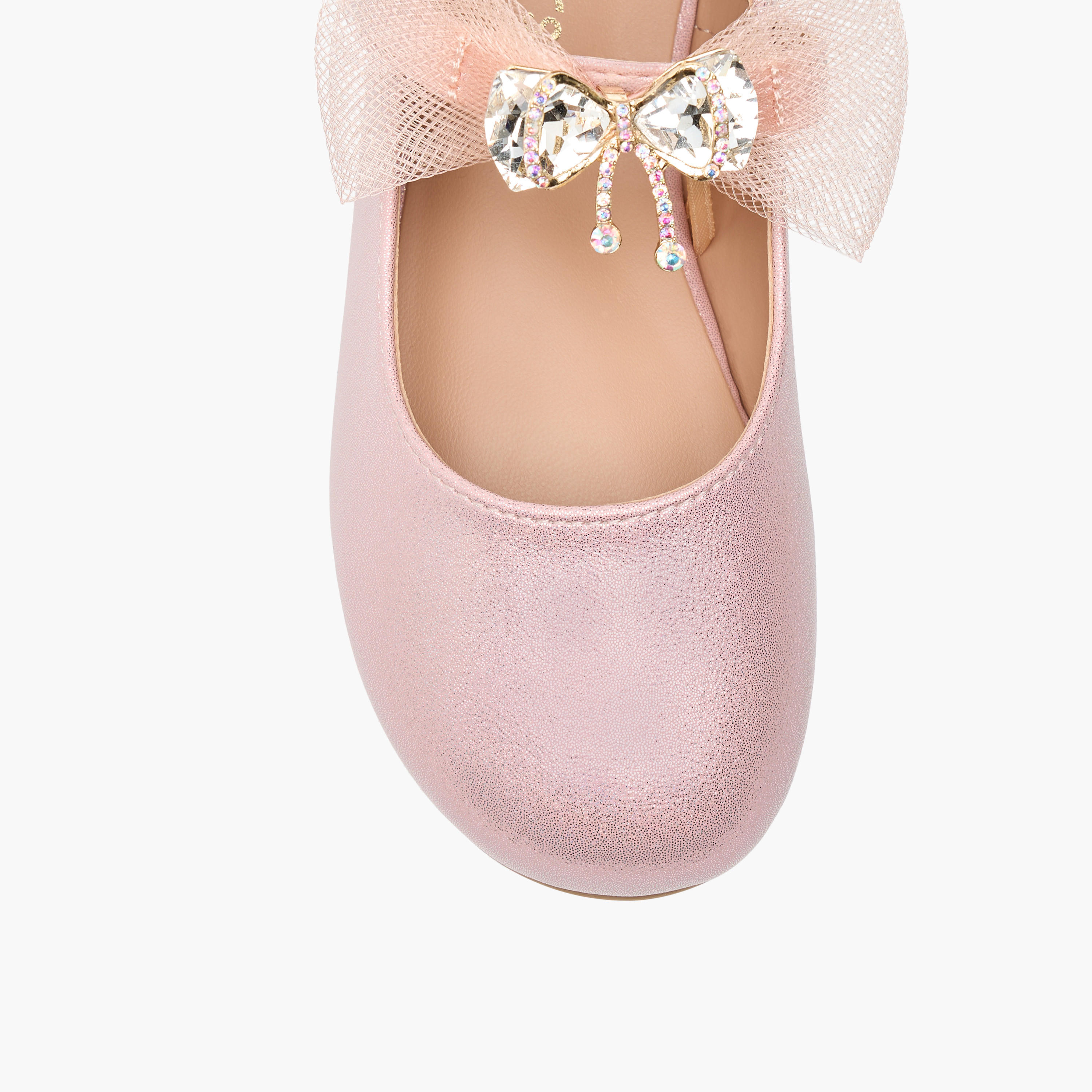 Juniors Bow Accent Ballerina Shoes with Hook and Loop Closure-girls-shoes-maryjanes-image-4