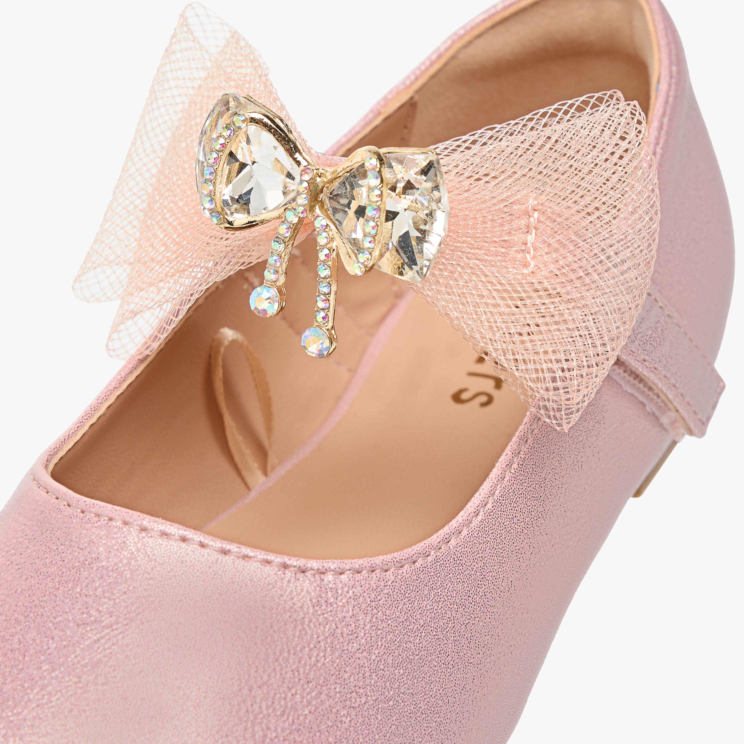 Juniors Bow Accent Ballerina Shoes with Hook and Loop Closure-girls-shoes-maryjanes-image-5