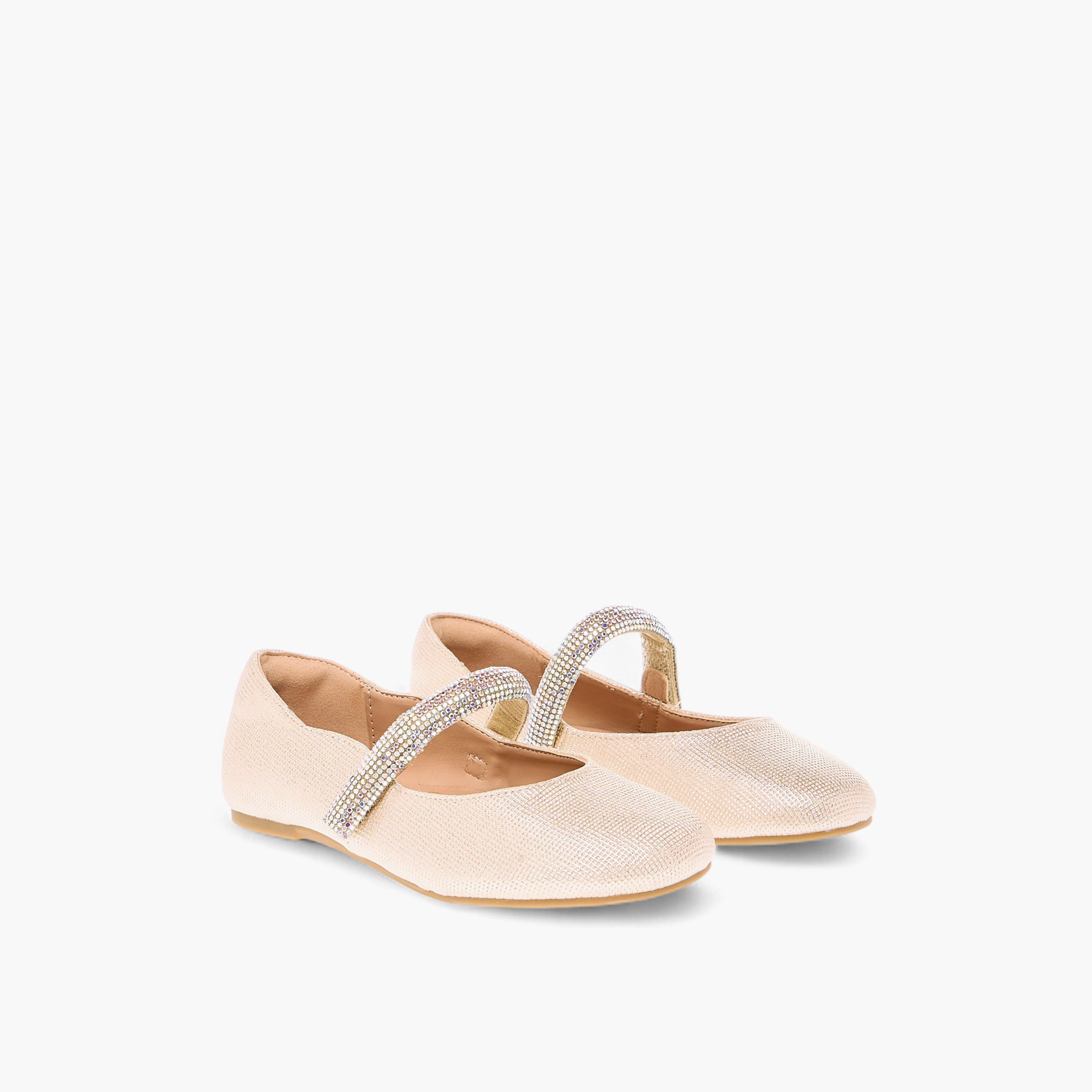 Celeste Girls' Embellished Ballerina Shoes with Hook and Loop Closure-girls-shoes-maryjanes-image-1