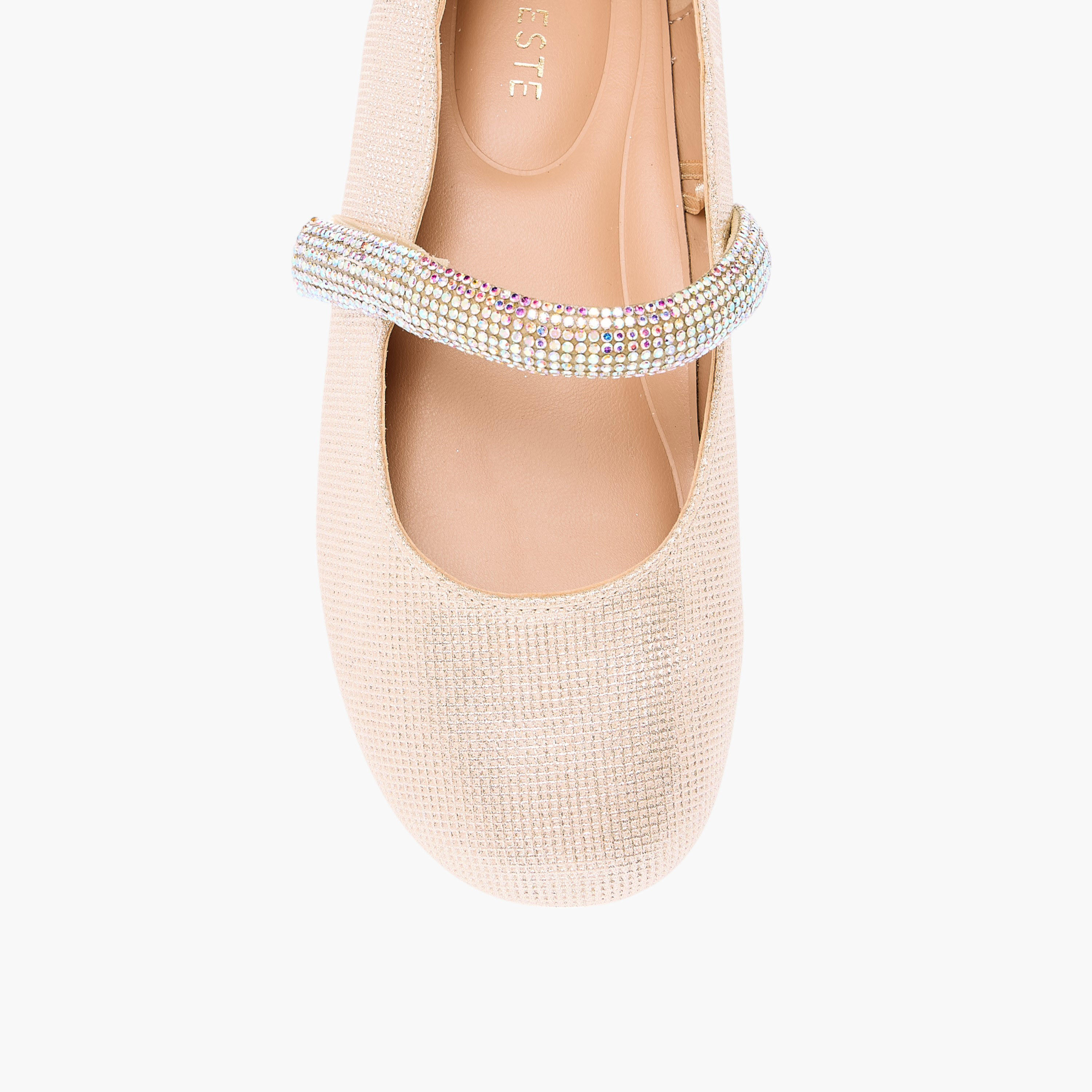 Celeste Girls' Embellished Ballerina Shoes with Hook and Loop Closure-girls-shoes-maryjanes-image-4