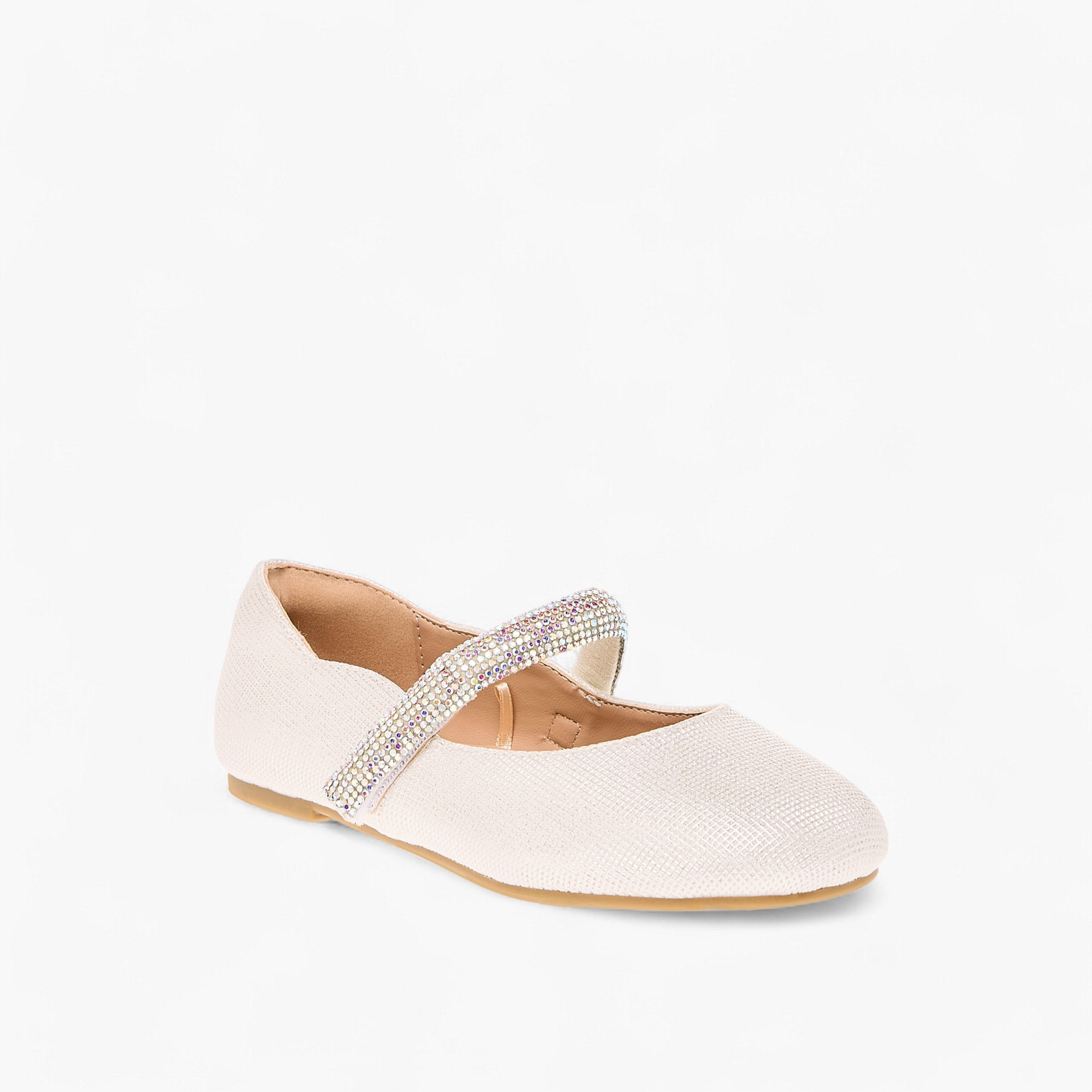 Celeste Girls' Embellished Ballerina Shoes with Hook and Loop Closure-girls-shoes-maryjanes-image-2
