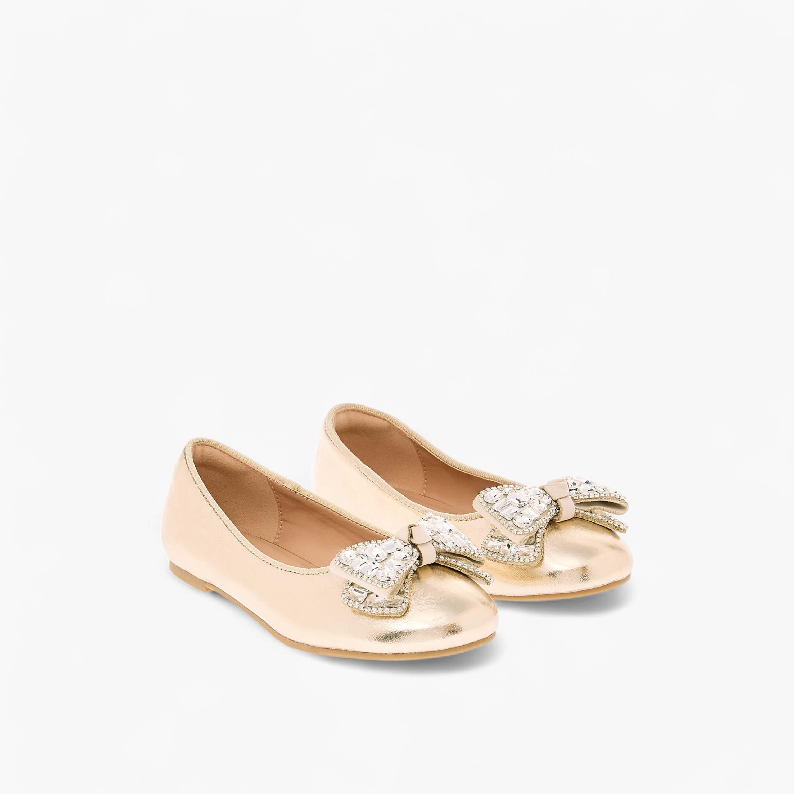 Celeste Girls' Embellished Bow Applique Ballerina Shoes-girls-shoes-ballerinas-image-1