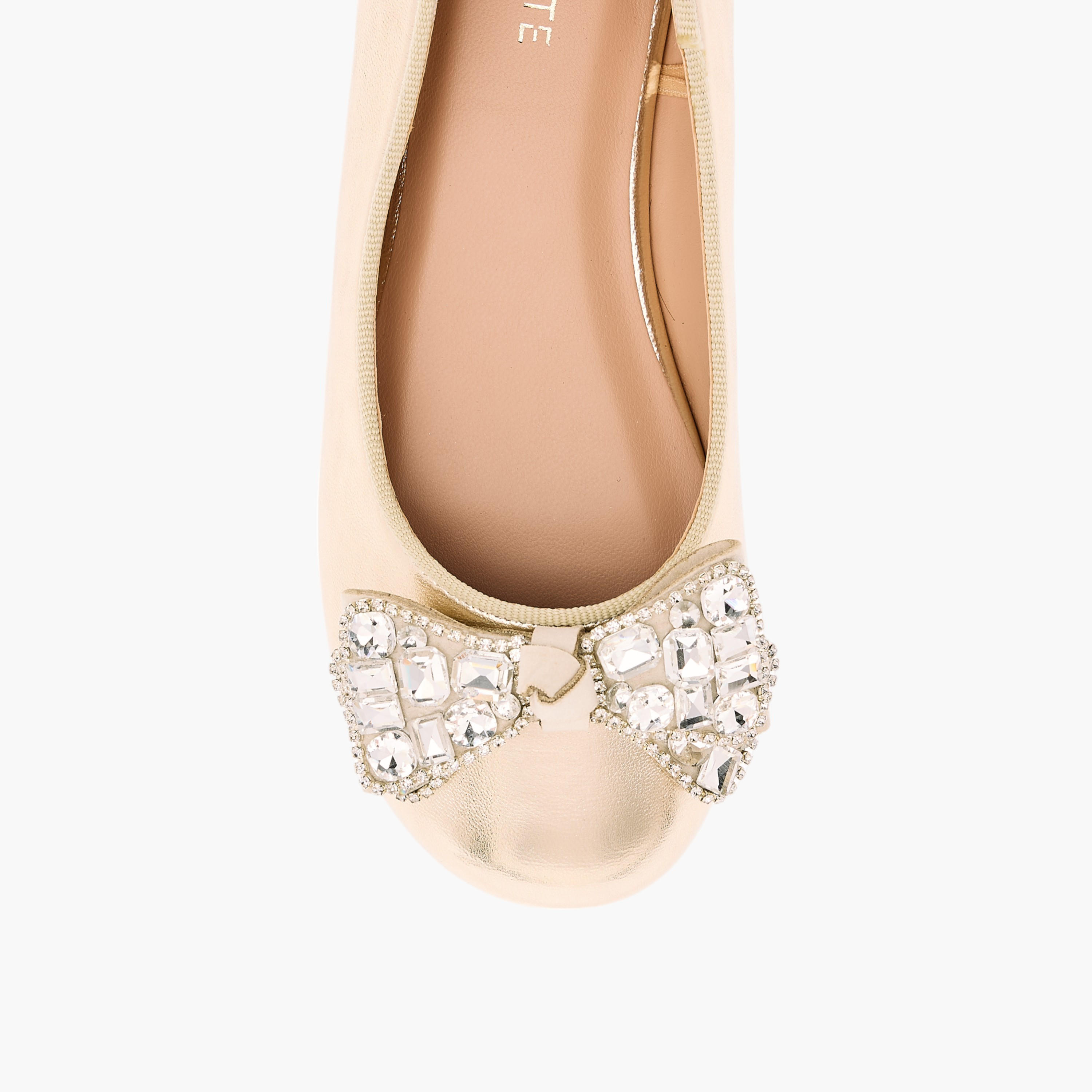 Celeste Girls' Embellished Bow Applique Ballerina Shoes-girls-shoes-ballerinas-image-4