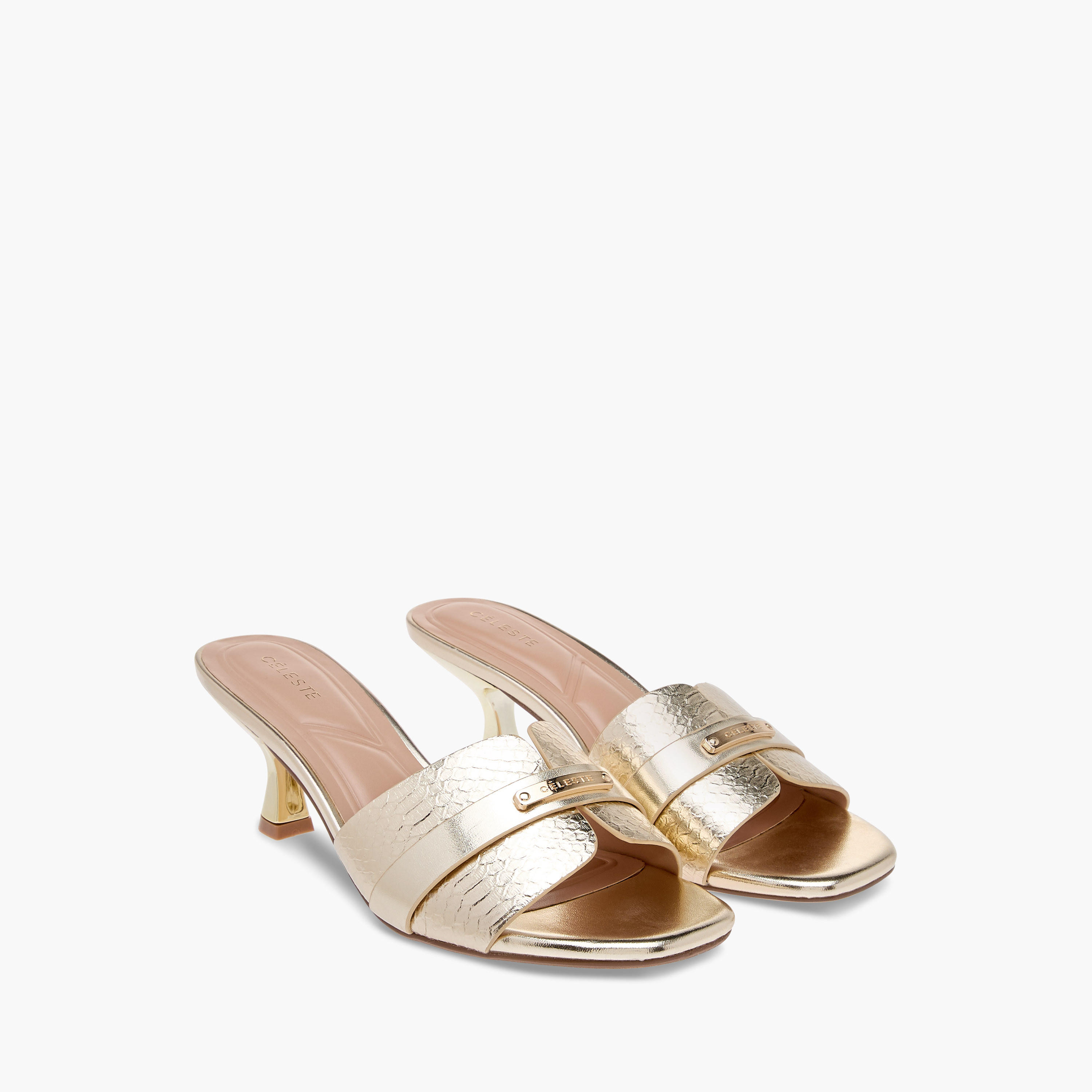 Celeste Women's Animal Textured Slip-On Sandals with Kitten Heels-women-shoes-sandals-heeled-image-1