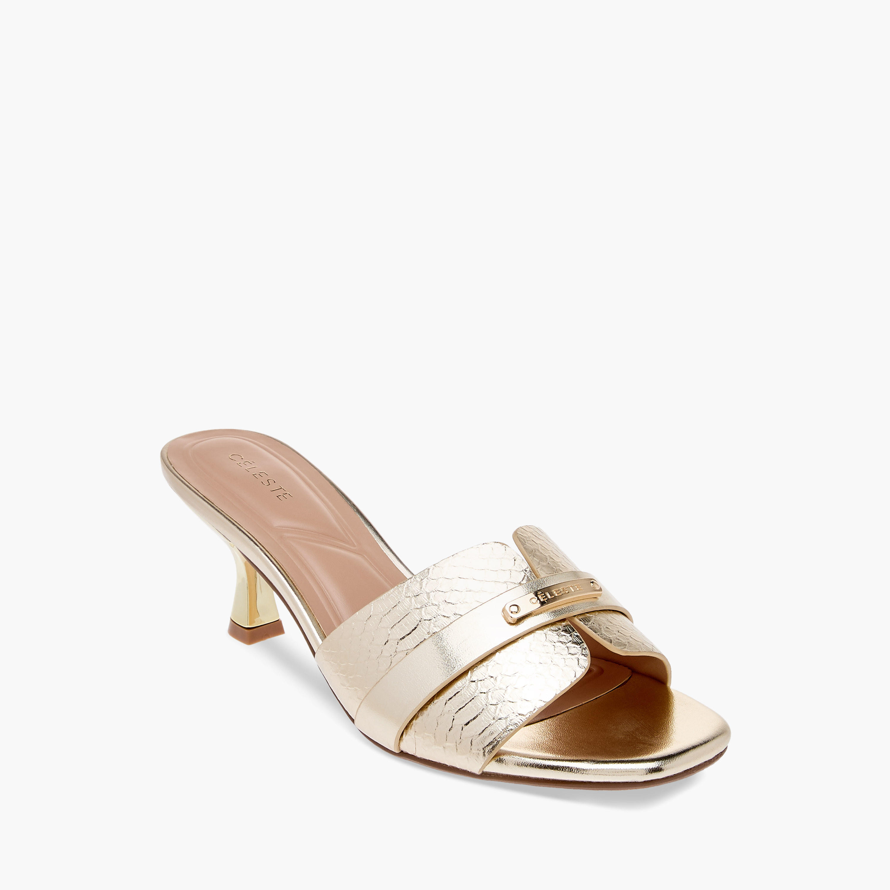 Celeste Women's Animal Textured Slip-On Sandals with Kitten Heels-women-shoes-sandals-heeled-image-2