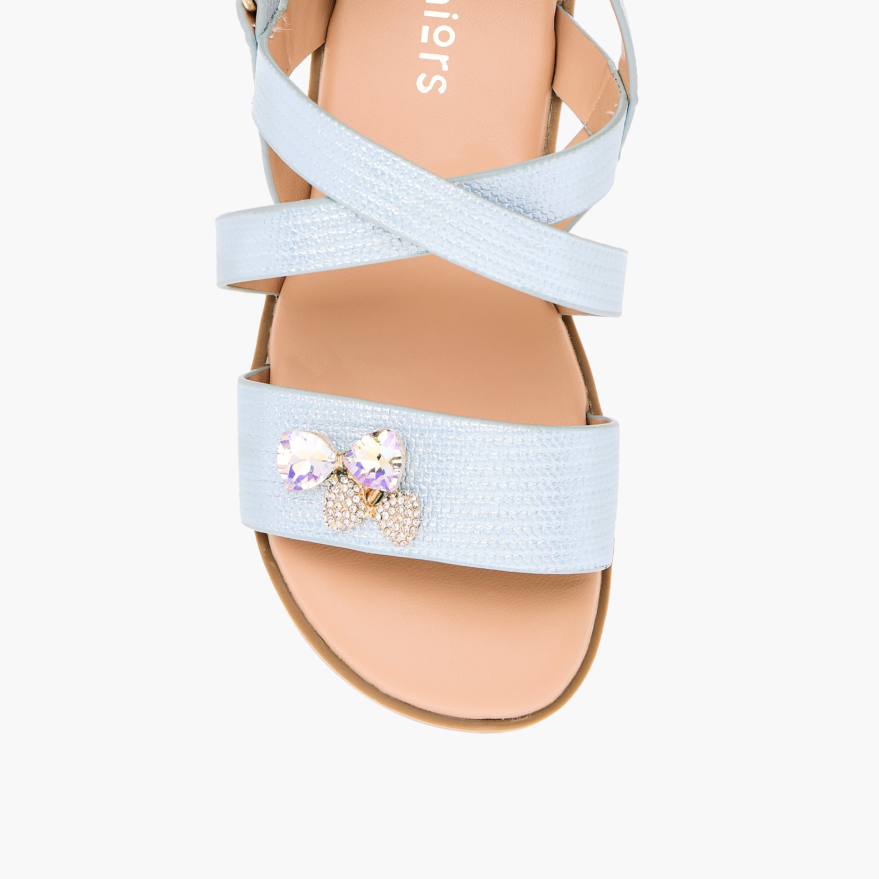 Juniors Bow Embellished Sandals with Hook and Loop Closure-girls-shoes-sandals-image-3