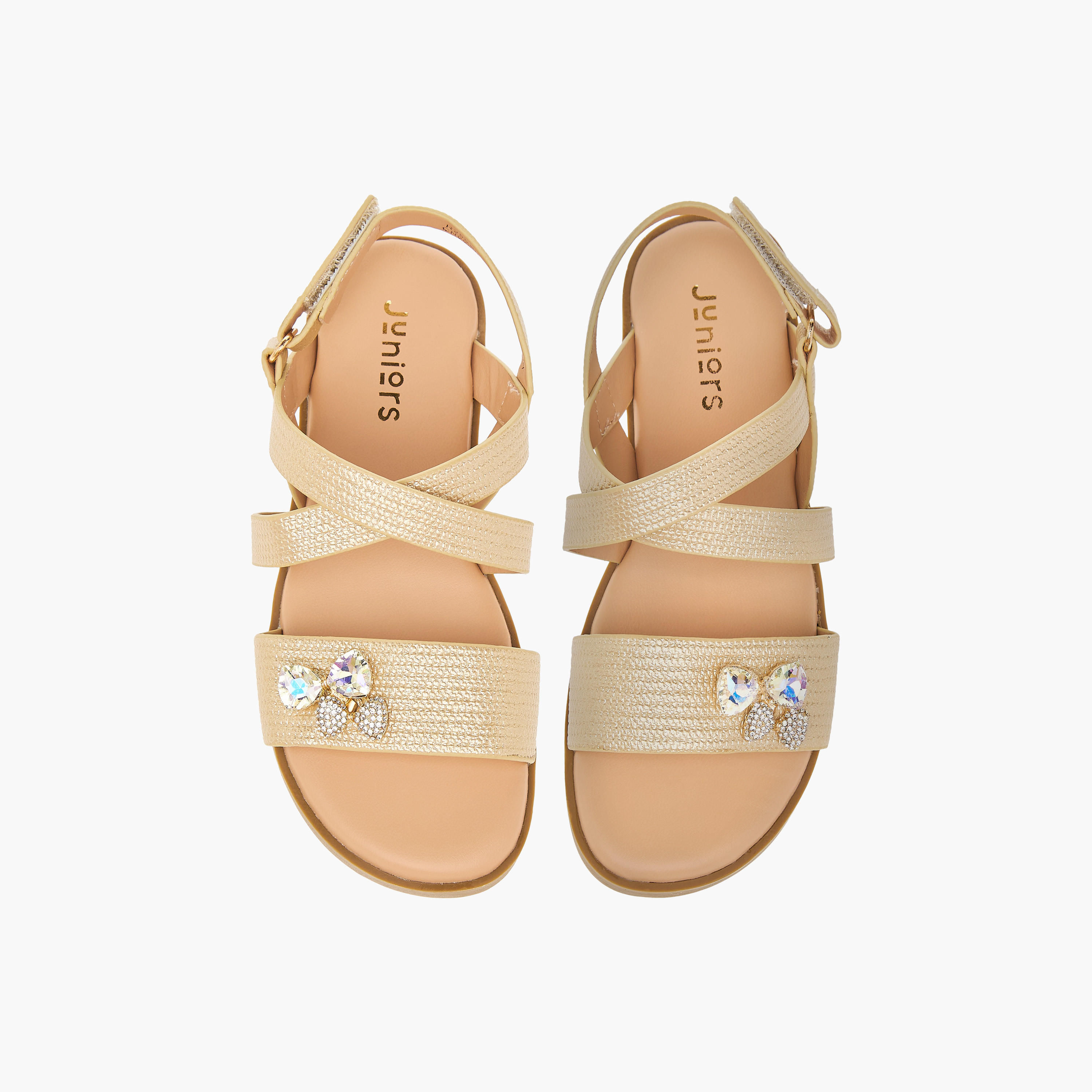 Juniors Bow Embellished Sandals with Hook and Loop Closure-girls-shoes-sandals-image-1