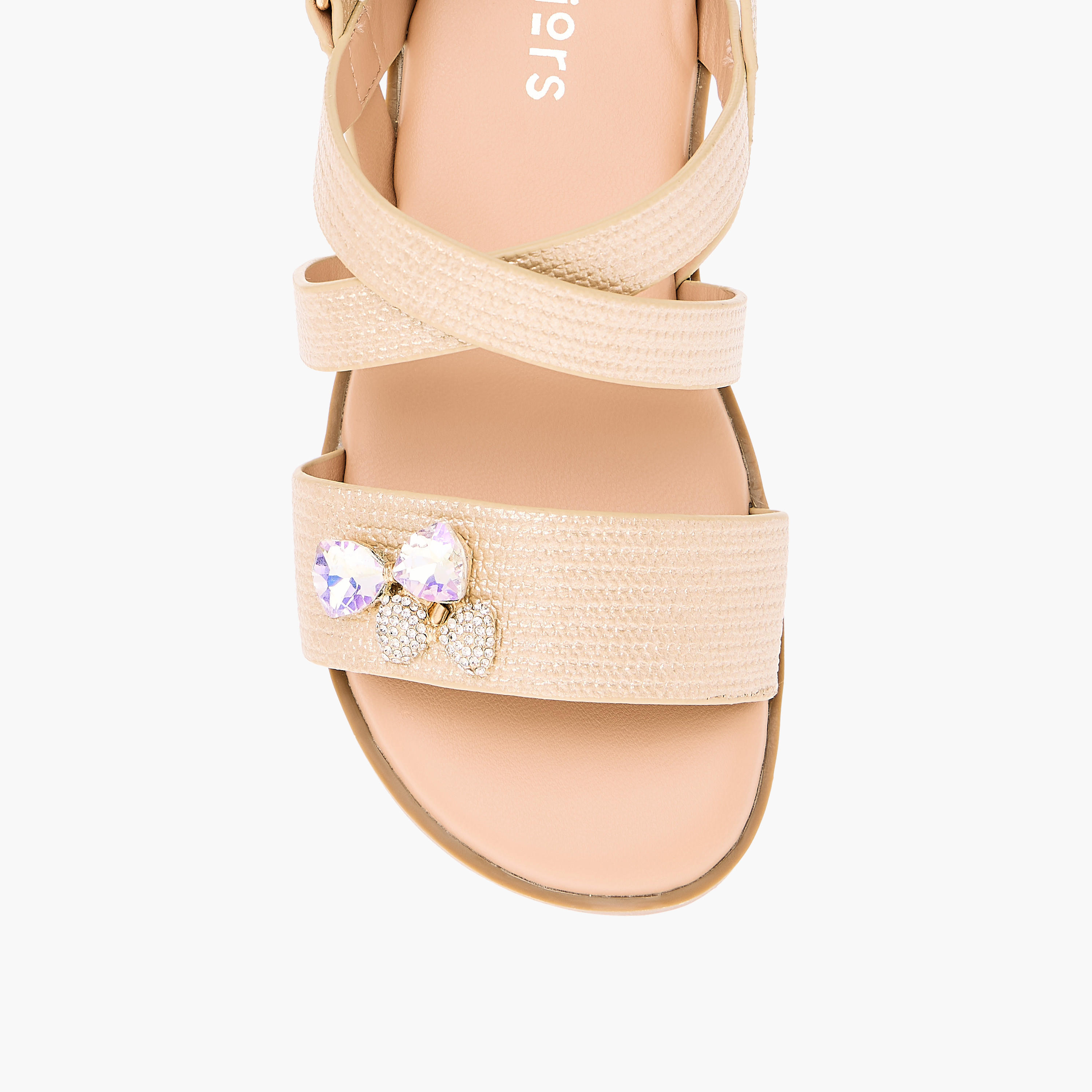 Juniors Bow Embellished Sandals with Hook and Loop Closure-girls-shoes-sandals-image-3