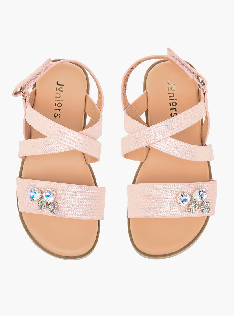 صندل مزيّن بفيونكة بشريط إغلاق لاصق من جونيورز-girls-shoes-sandals-image-4
