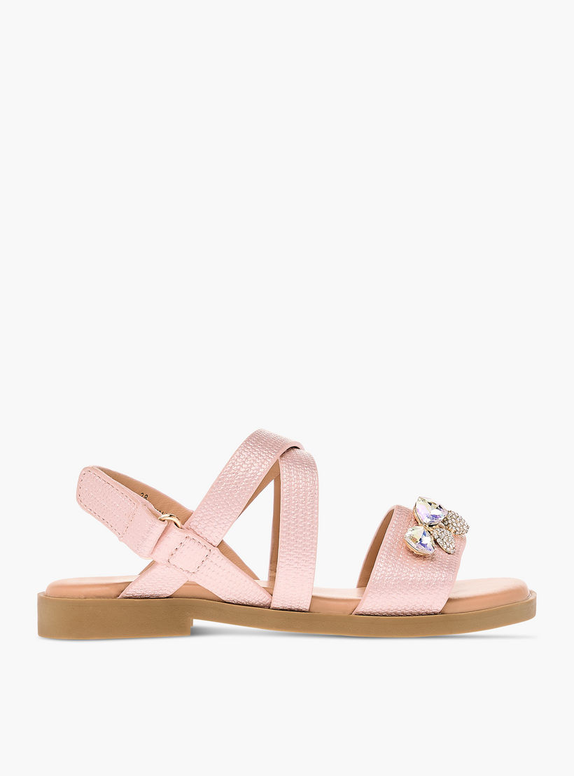 صندل مزيّن بفيونكة بشريط إغلاق لاصق من جونيورز-girls-shoes-sandals-image-3