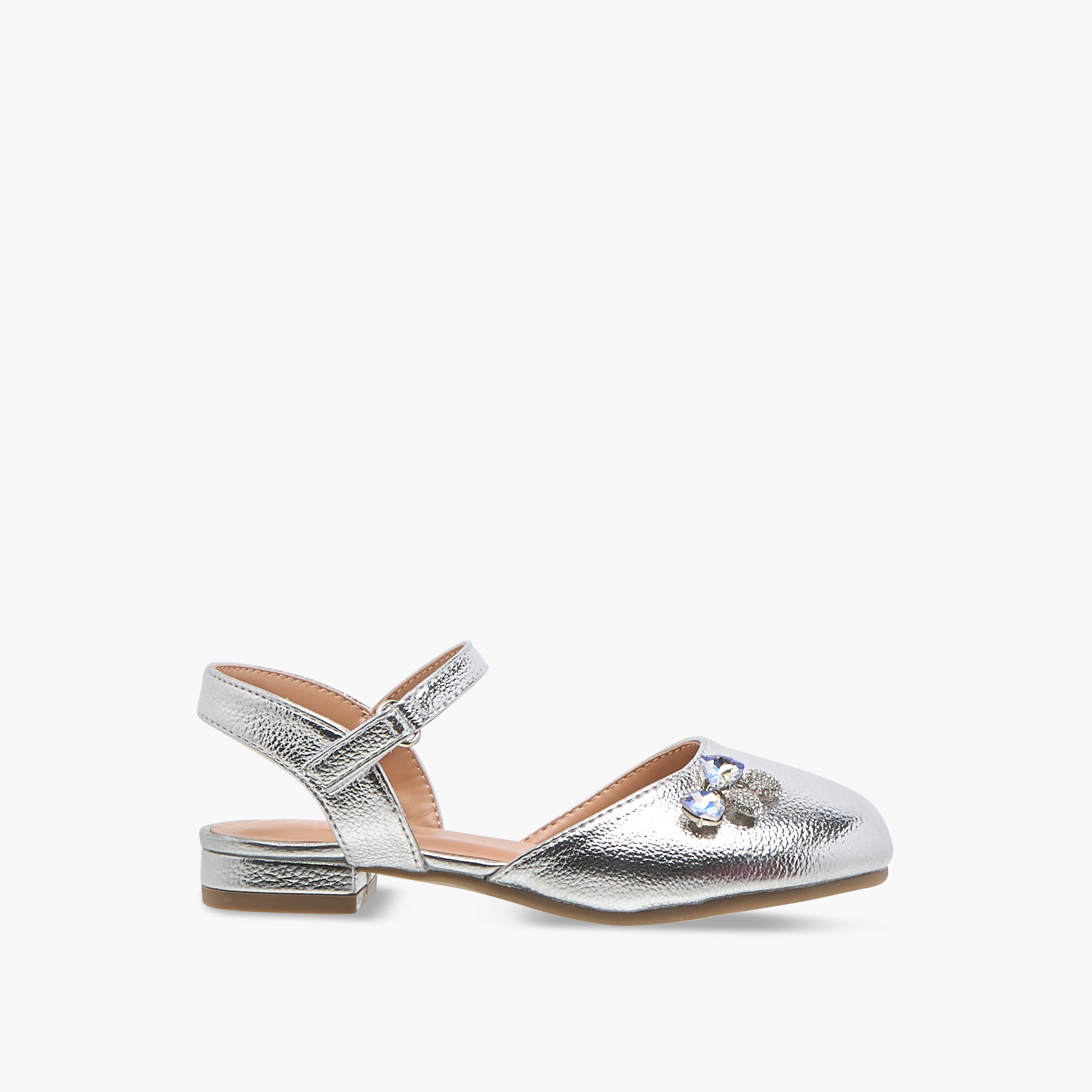 حذاء باليرينا مزين بشريط إغلاق لاصق من جونيورز-girls-shoes-sandals-image-3