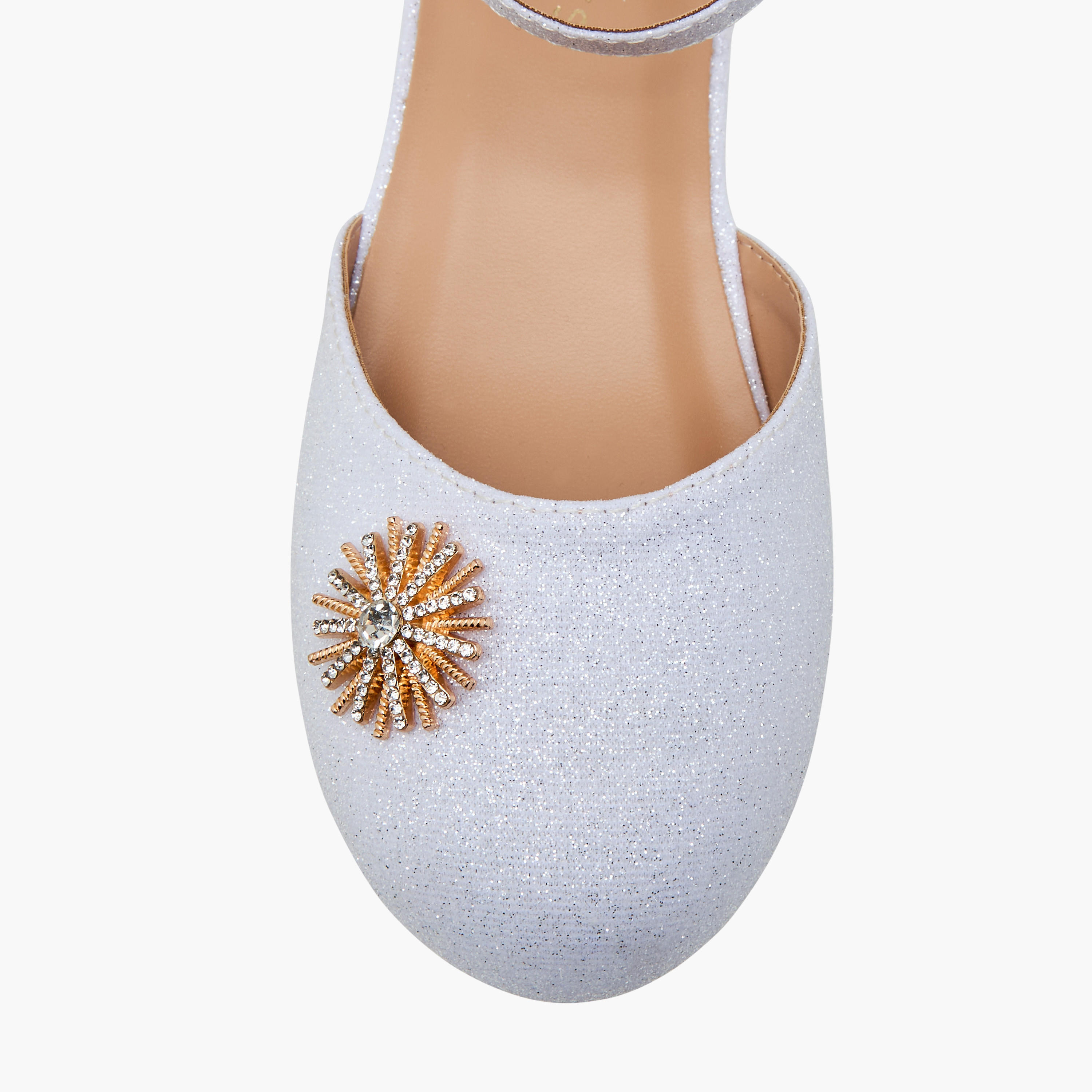 Juniors Embellished Ballerina Shoes with Hook and Loop Closure-girls-shoes-sandals-image-4
