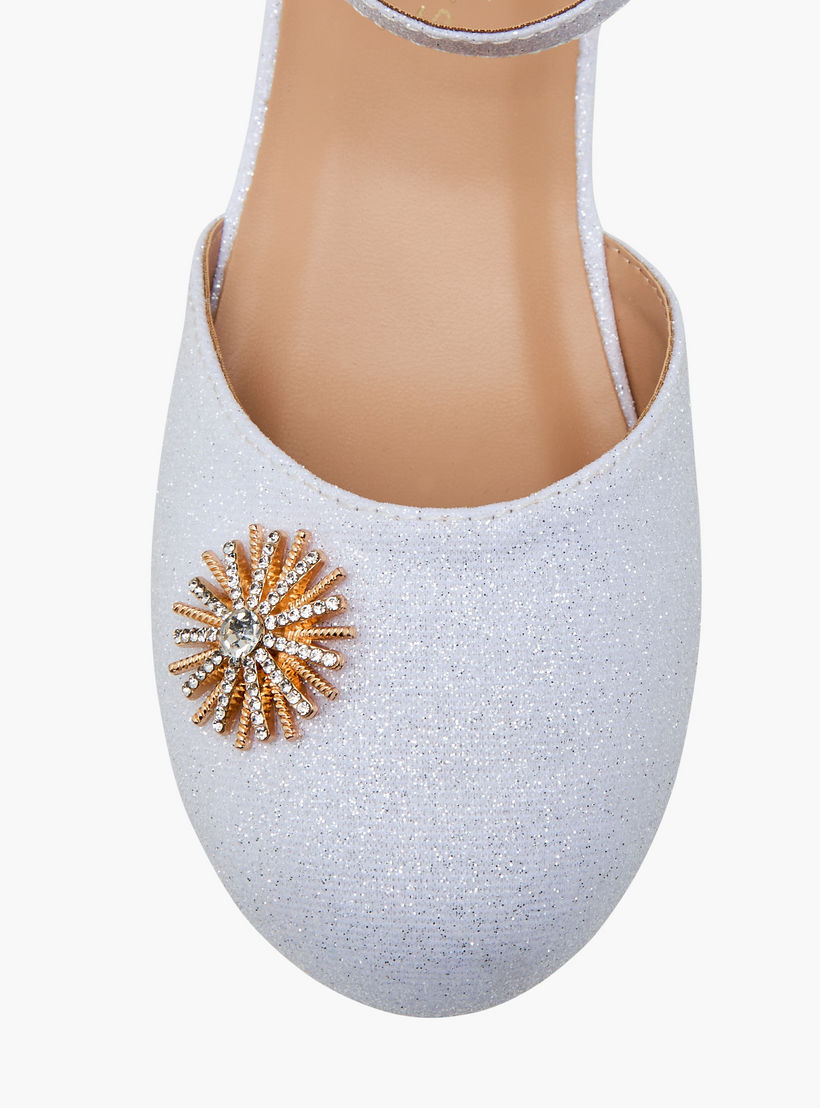 Juniors Embellished Ballerina Shoes with Hook and Loop Closure-girls-shoes-sandals-image-4