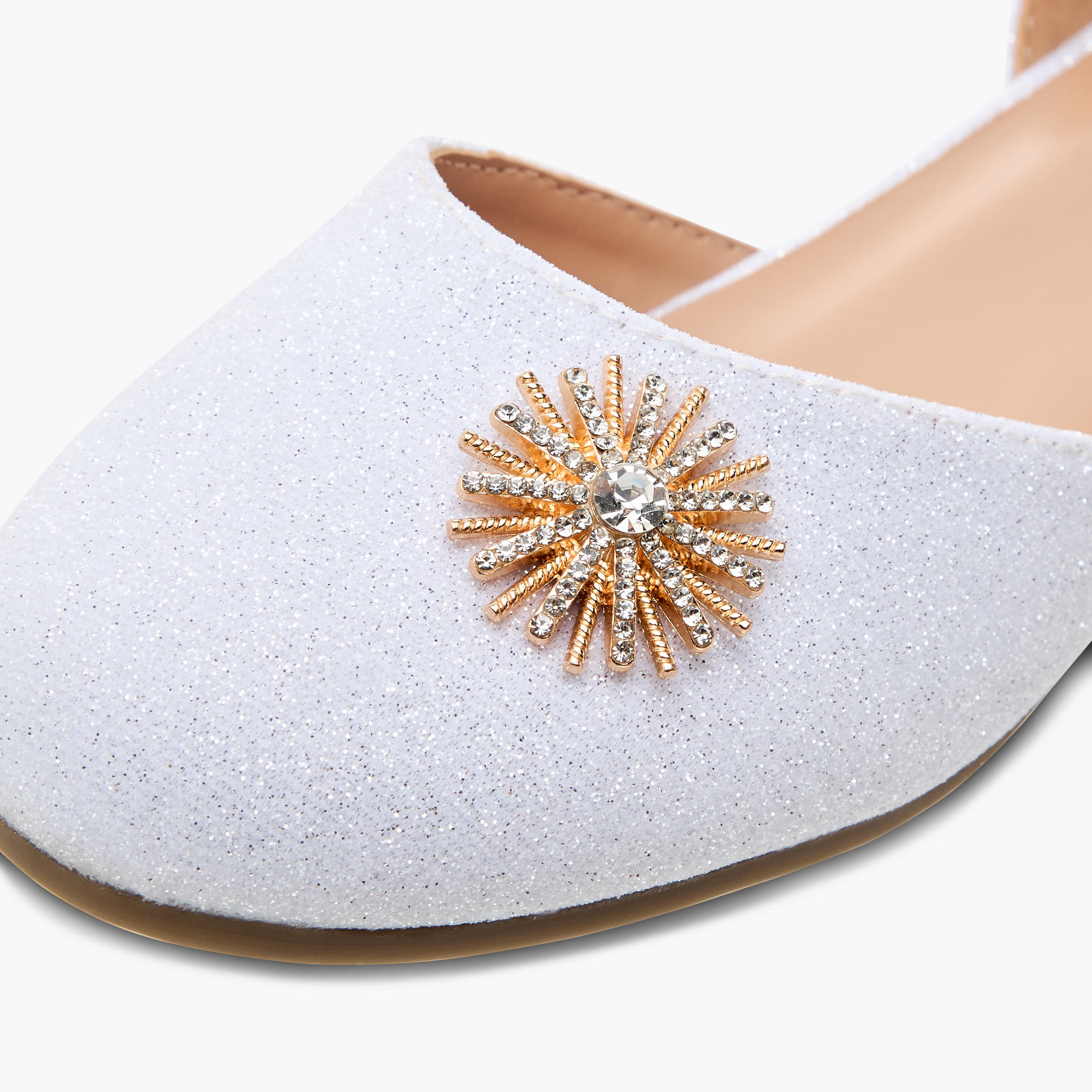 Juniors Embellished Ballerina Shoes with Hook and Loop Closure-girls-shoes-sandals-image-6