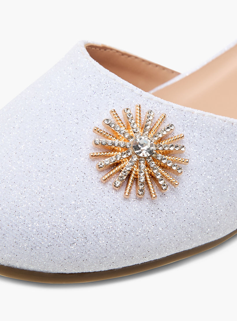 Juniors Embellished Ballerina Shoes with Hook and Loop Closure-girls-shoes-sandals-image-6