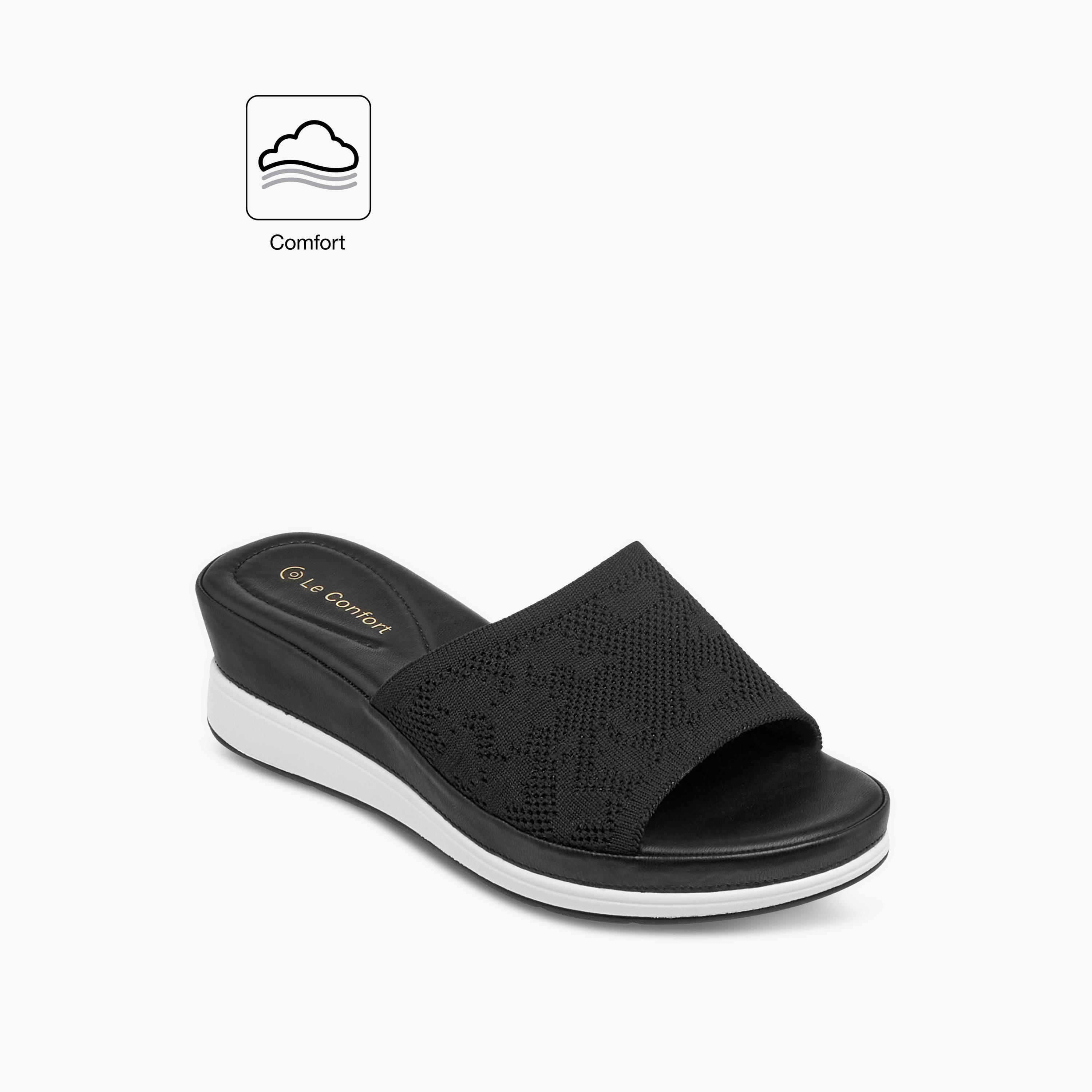 صندل شبكي مريح سهل الارتداء بارز الملمس بكعب ويدج من لو كونفورت-women-shoes-sandals-heeled-image-2