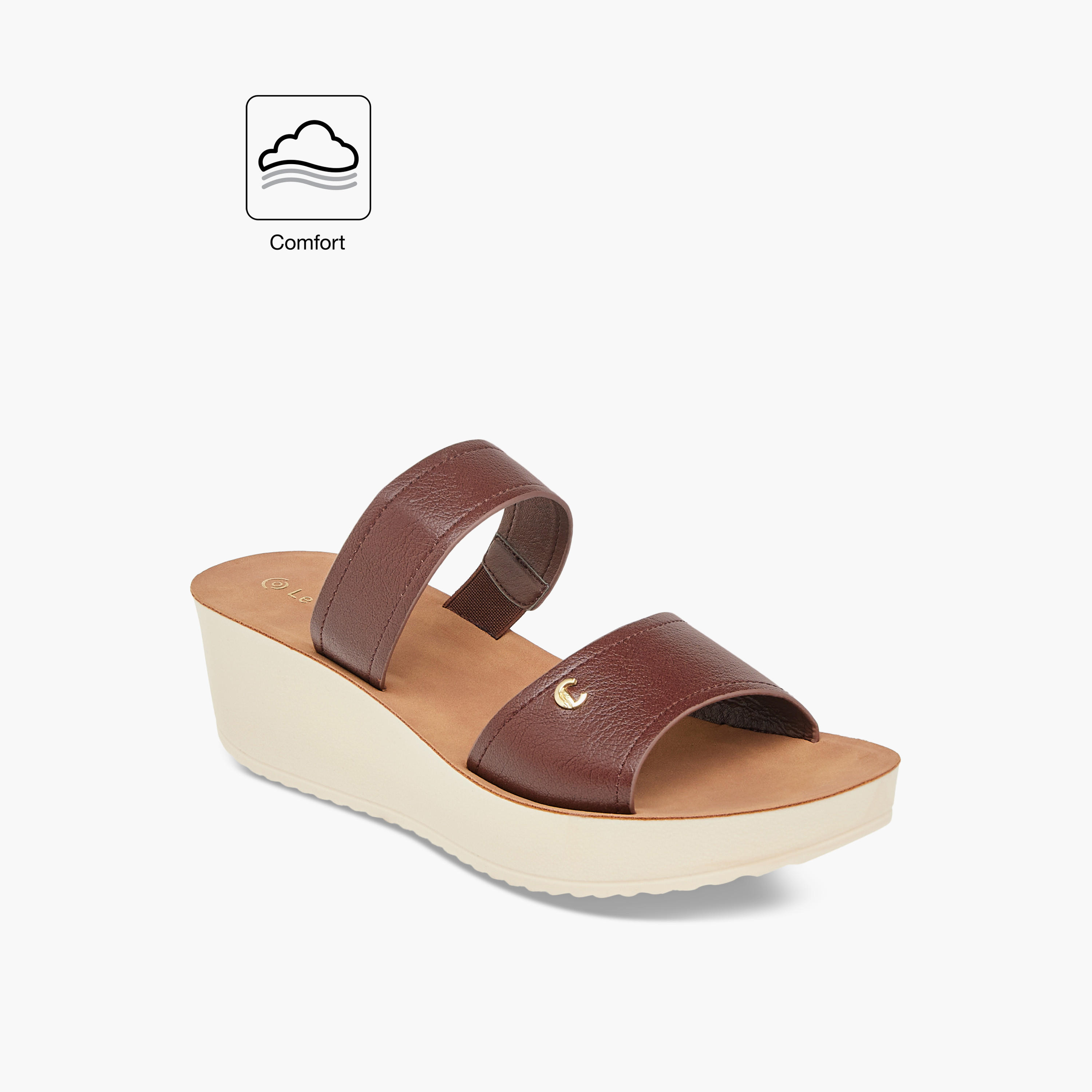 صندل بلاتفورم مريح سهل الارتداء بتفاصيل حزام من لو كونفورت-women-shoes-sandals-heeled-image-2