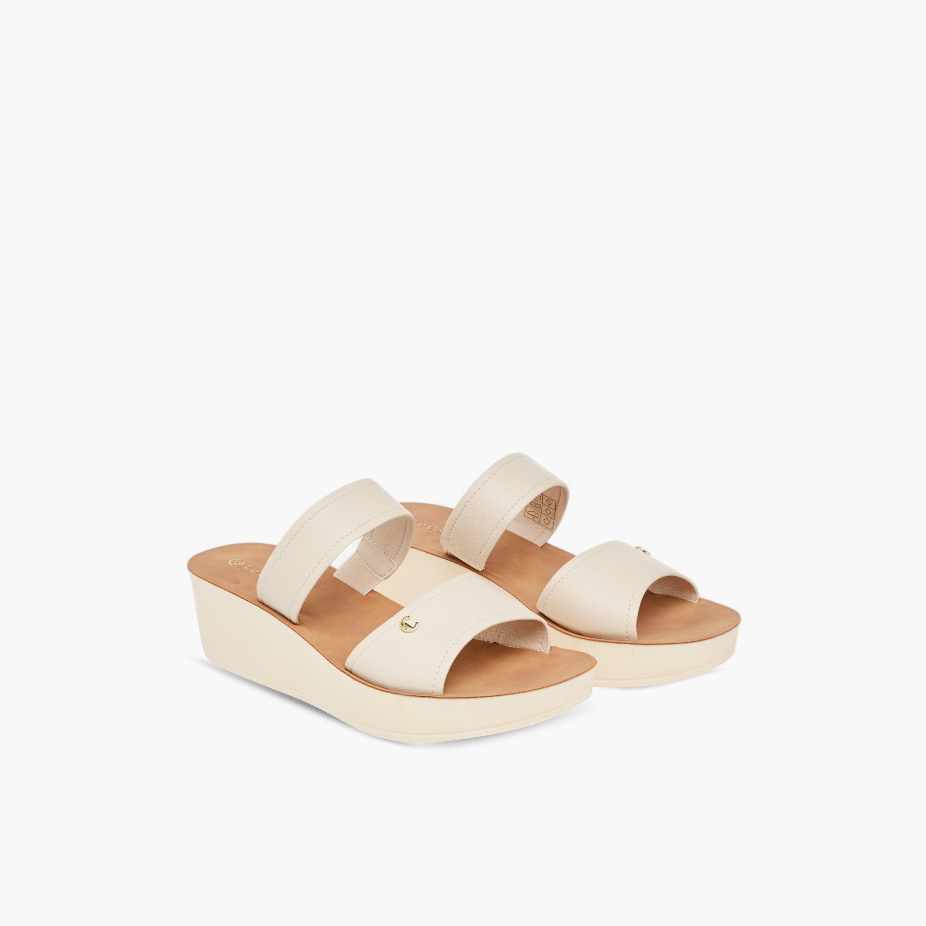 Le Confort Strap Detail Slip-On Platform Comfort Sandals-women-shoes-sandals-heeled-image-1