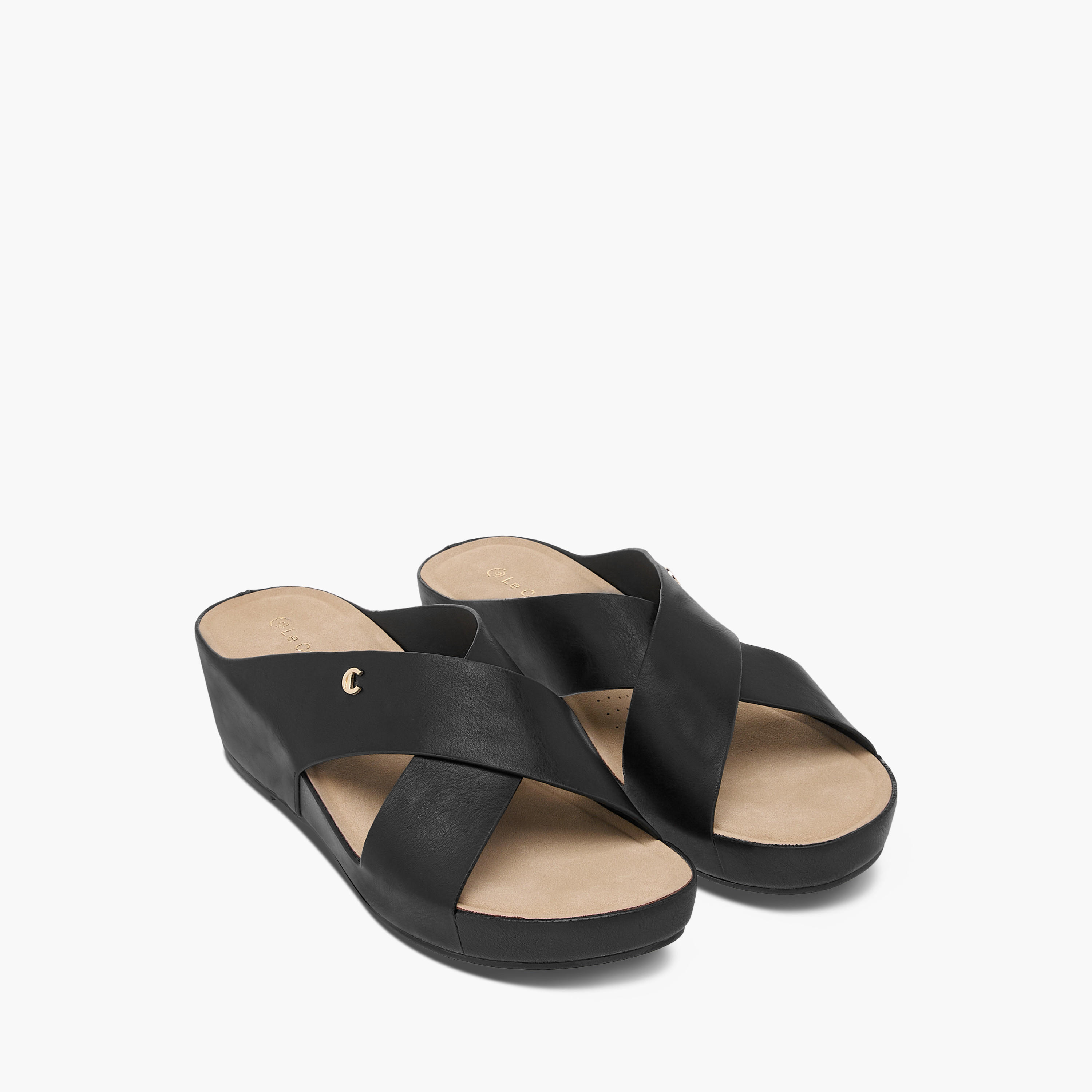 Le Confort Solid Cross Strap Comfort Sandals with Wedge Heels-women-shoes-sandals-heeled-image-1