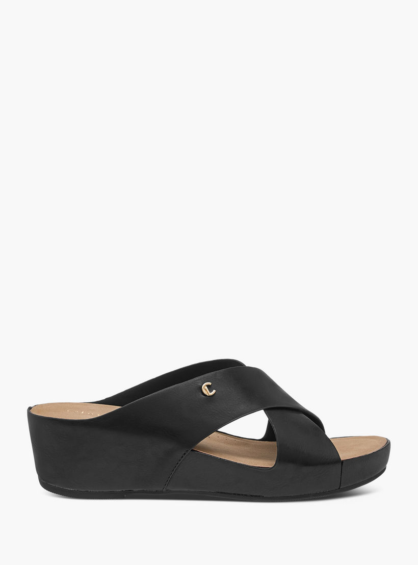 Le Confort Solid Cross Strap Comfort Sandals with Wedge Heels-women-shoes-sandals-heeled-image-3