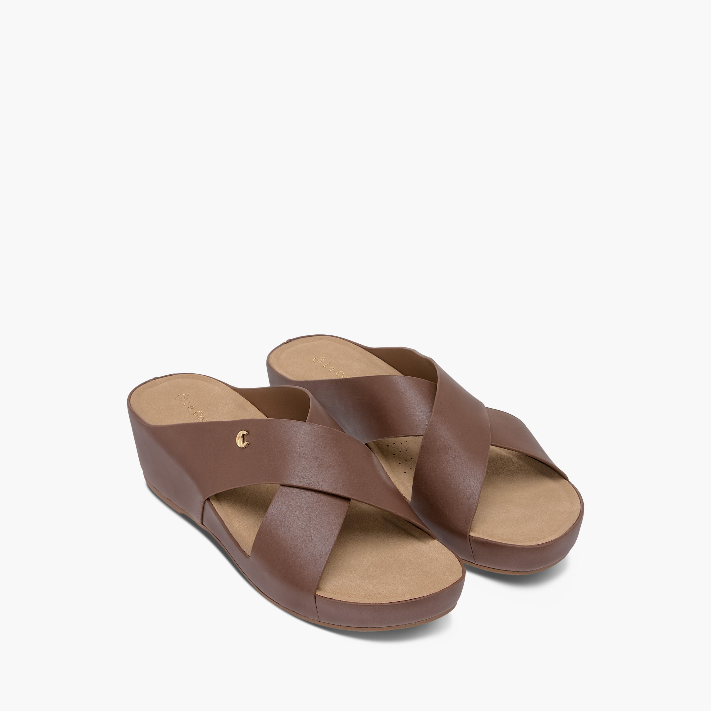 Le Confort Solid Cross Strap Comfort Sandals with Wedge Heels-women-shoes-sandals-heeled-image-1