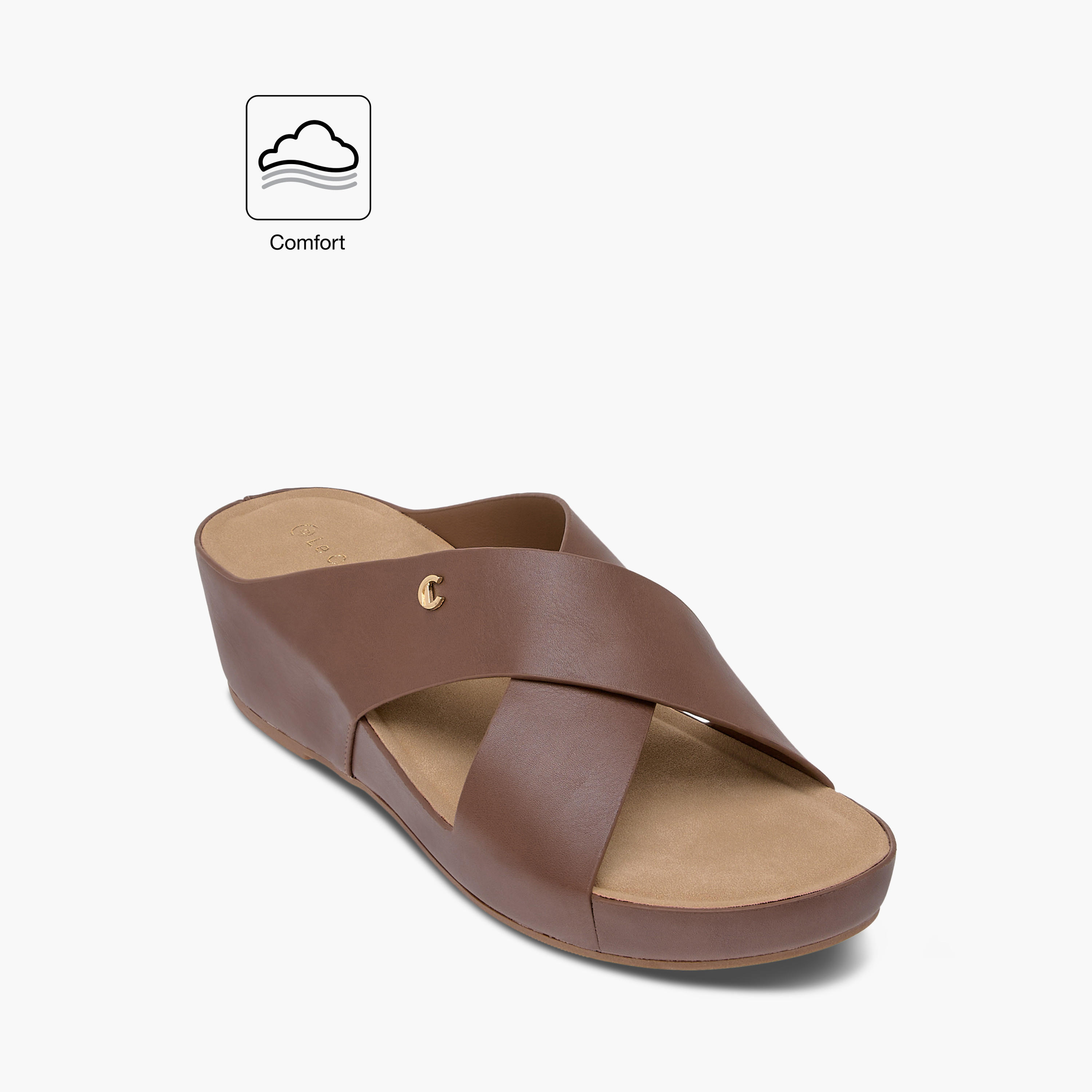 Le Confort Solid Cross Strap Comfort Sandals with Wedge Heels-women-shoes-sandals-heeled-image-2