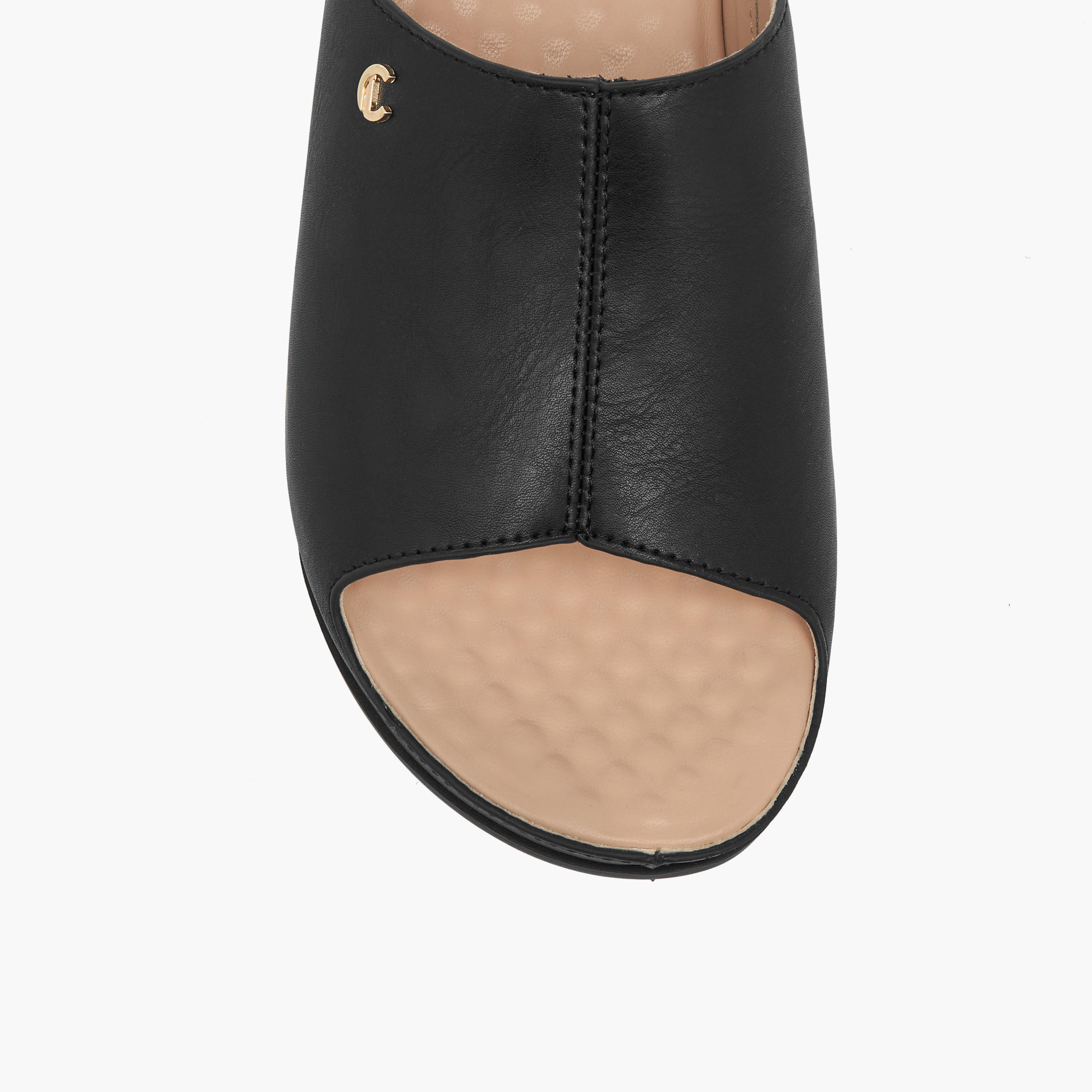 Le Confort Solid Peep Toe Slip-On Comfort Sandals-women-shoes-flats-sandals-image-4