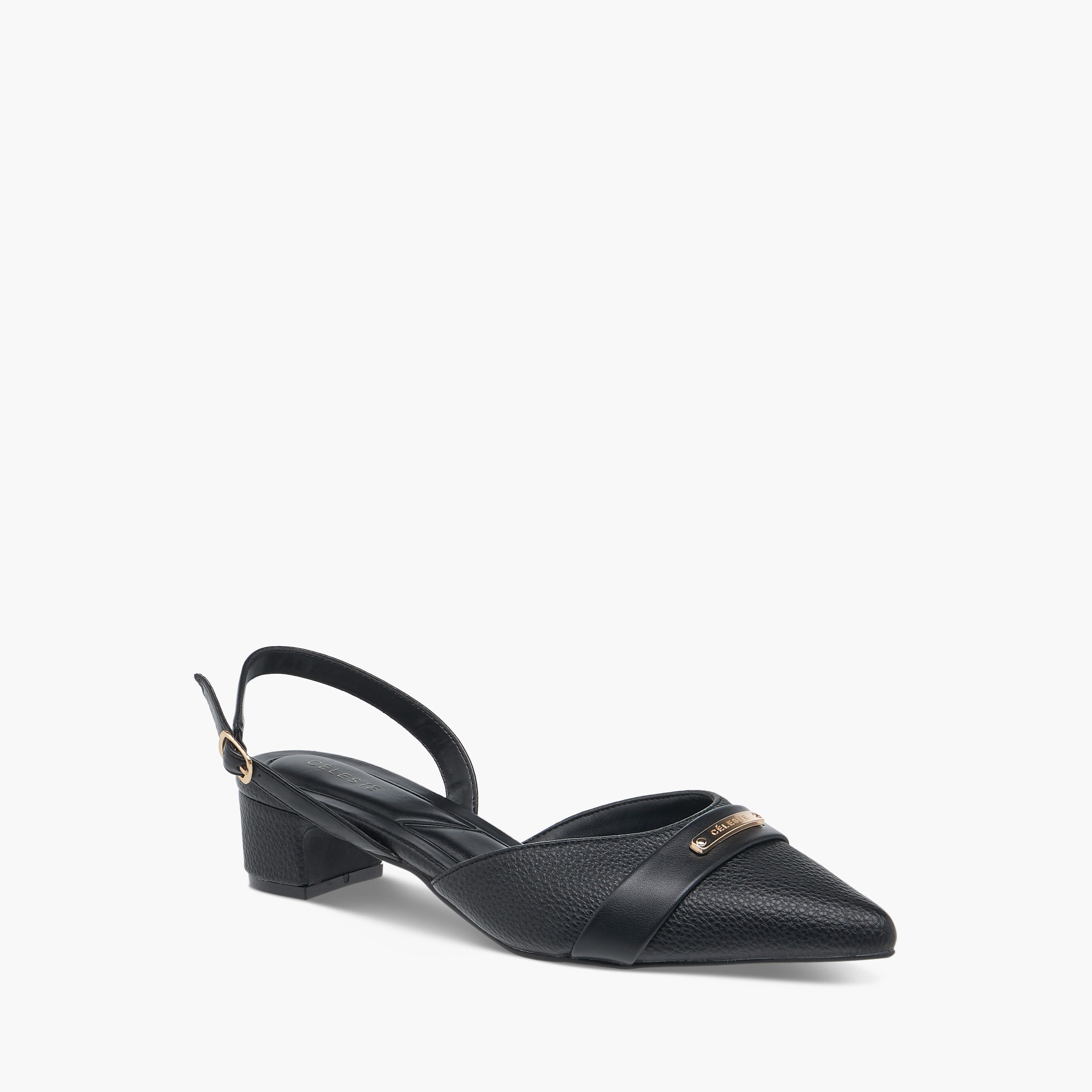 Celeste Women's Textured Mules with Buckle Closure and Block Heel-women-shoes-heels-image-2