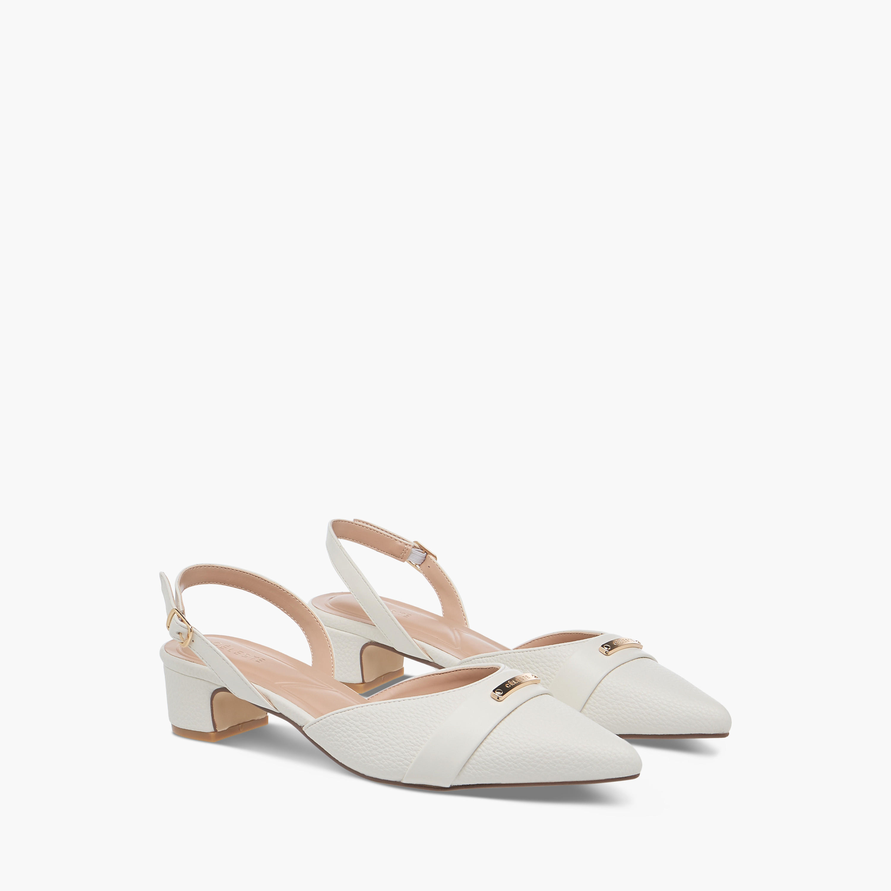 حذاء ميول بارز الملمس بكعب عريض وإبزيم إغلاق للنساء من سيليست-women-shoes-heels-image-1