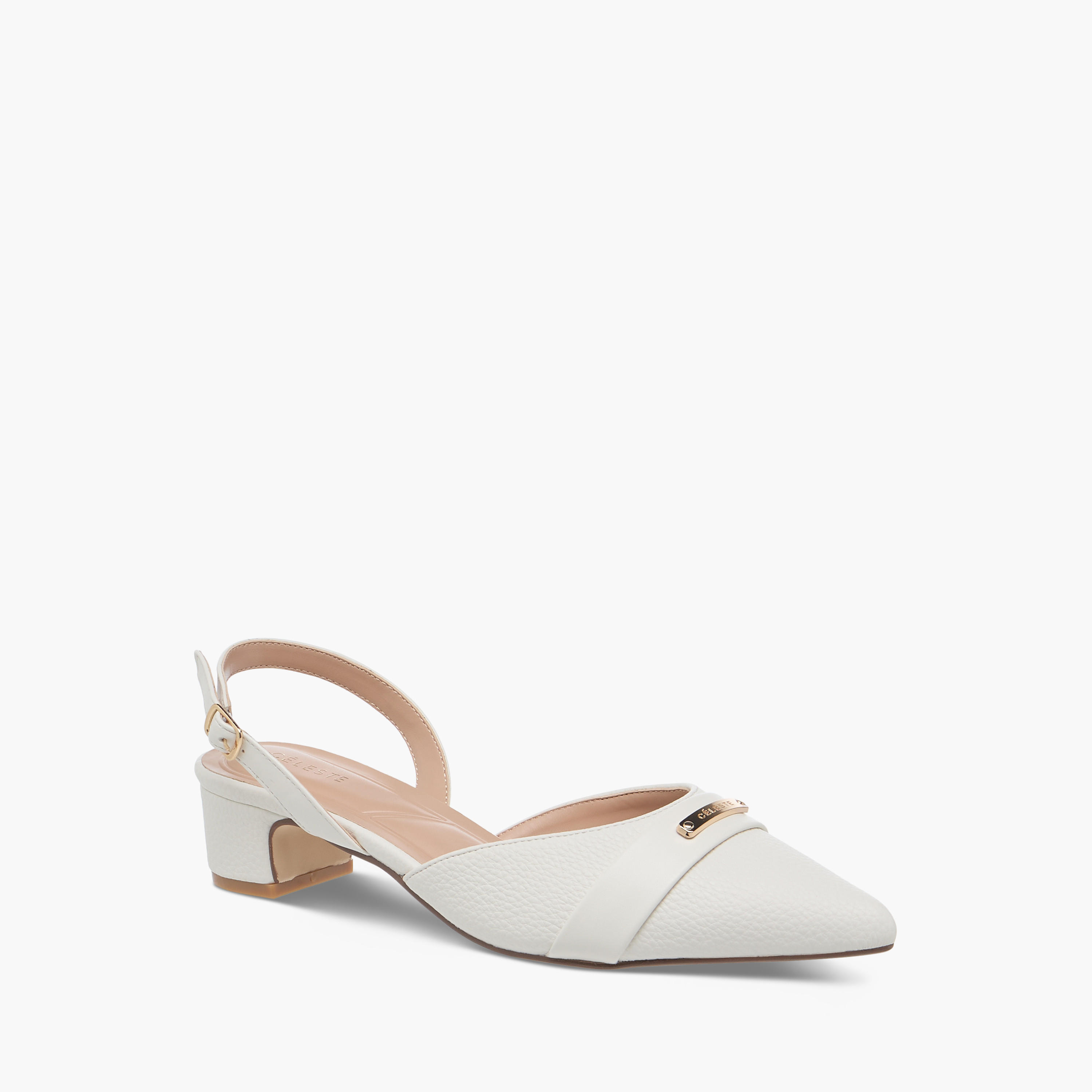 حذاء ميول بارز الملمس بكعب عريض وإبزيم إغلاق للنساء من سيليست-women-shoes-heels-image-2