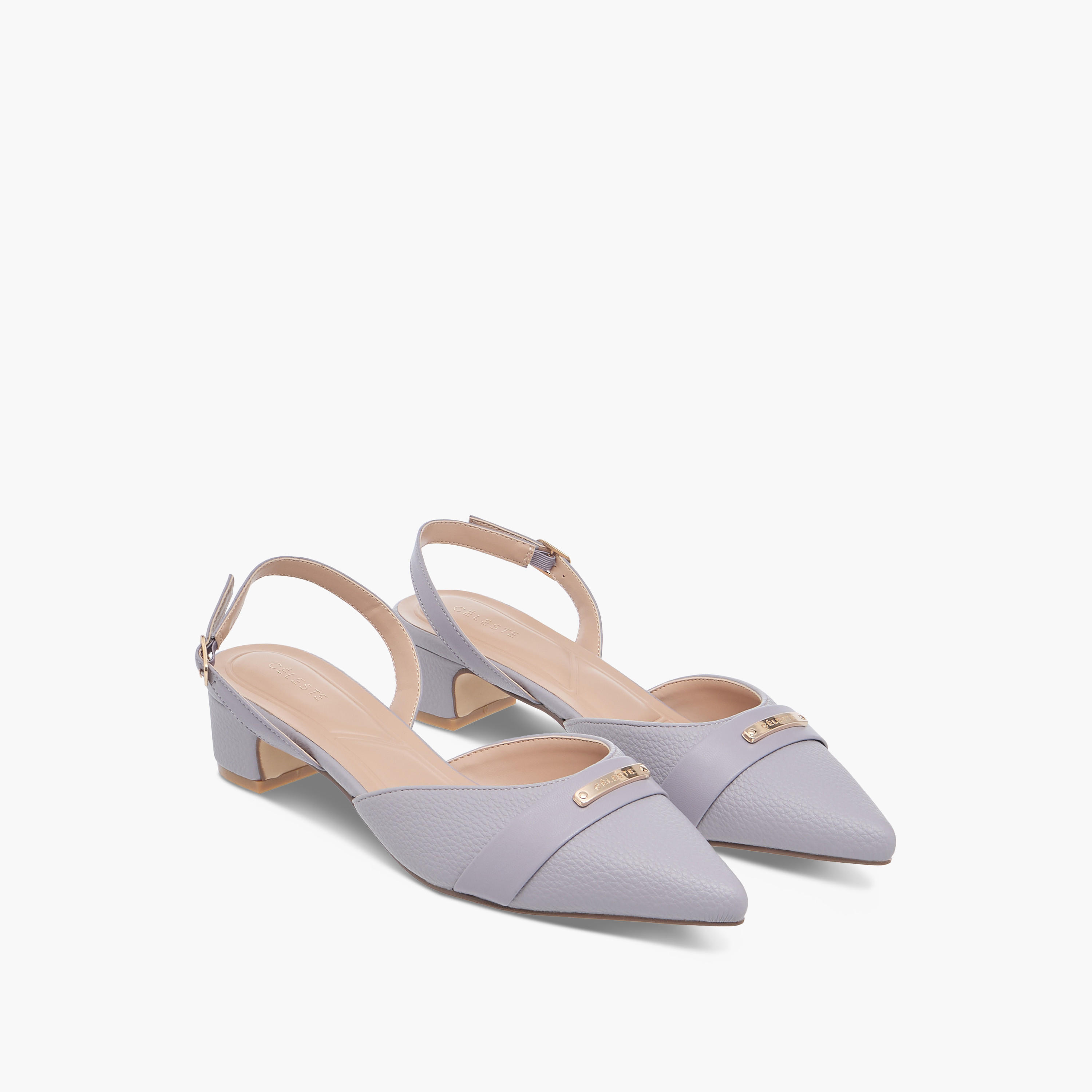 Celeste Women's Textured Mules with Buckle Closure and Block Heel-women-shoes-heels-image-1